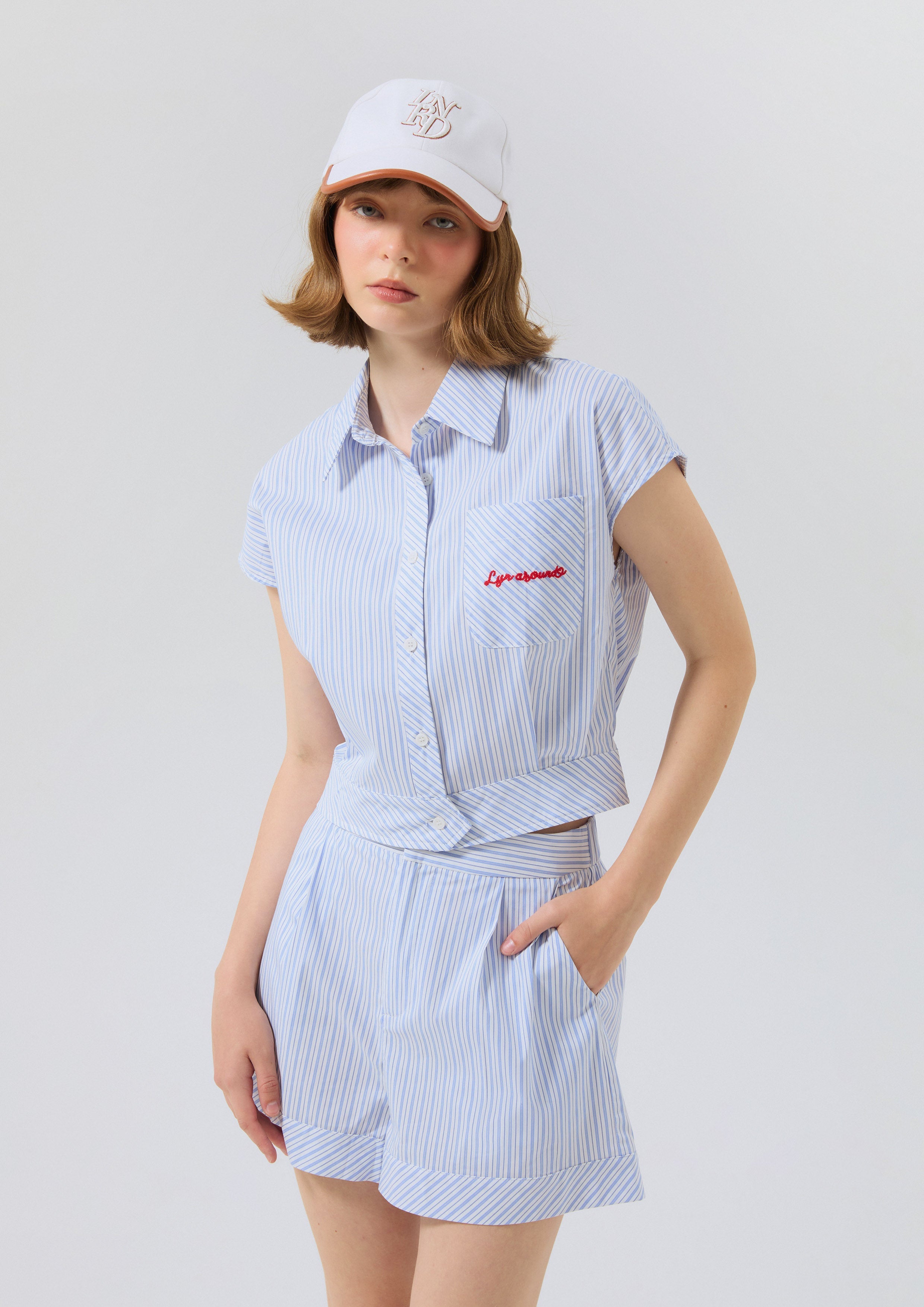 Logo Stripe Top & High Waist Shorts Miracle Voyard