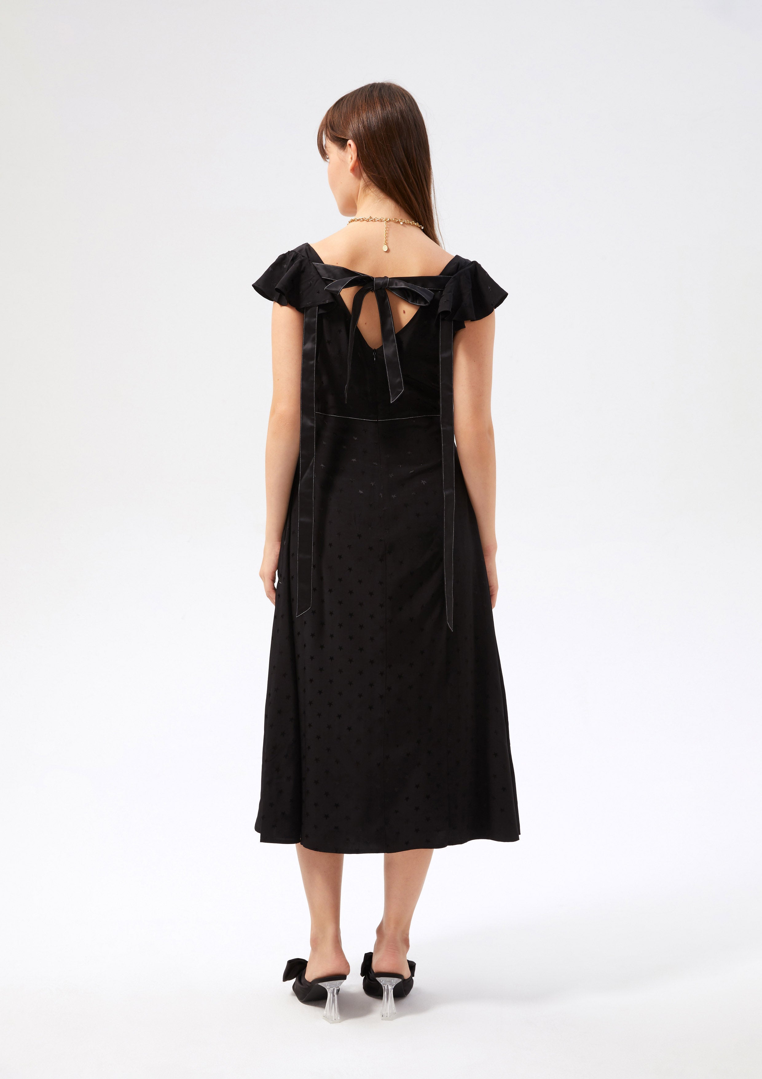 V Neck Frill Sleeve Dress Neon Dreams