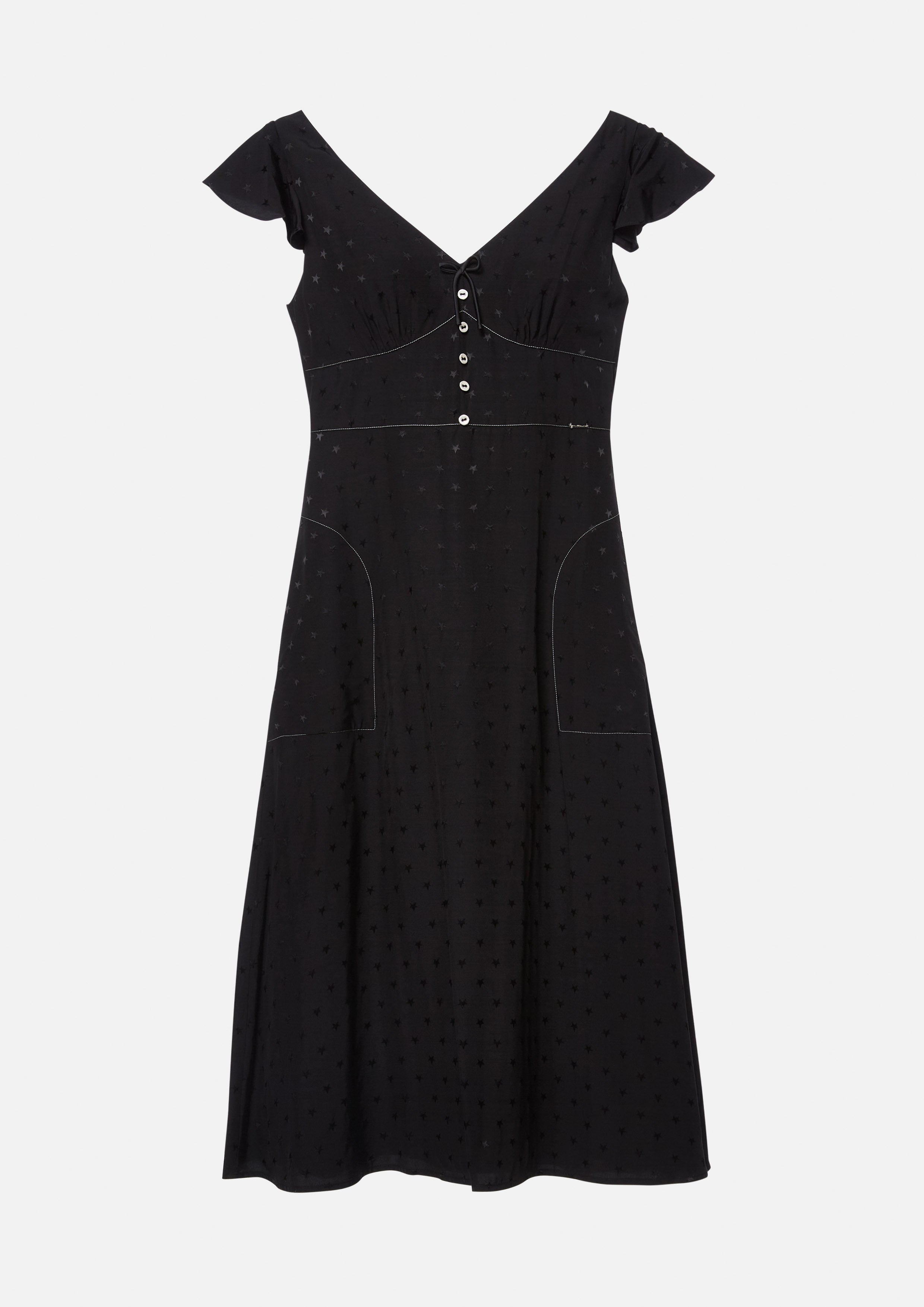 V Neck Frill Sleeve Dress Neon Dreams