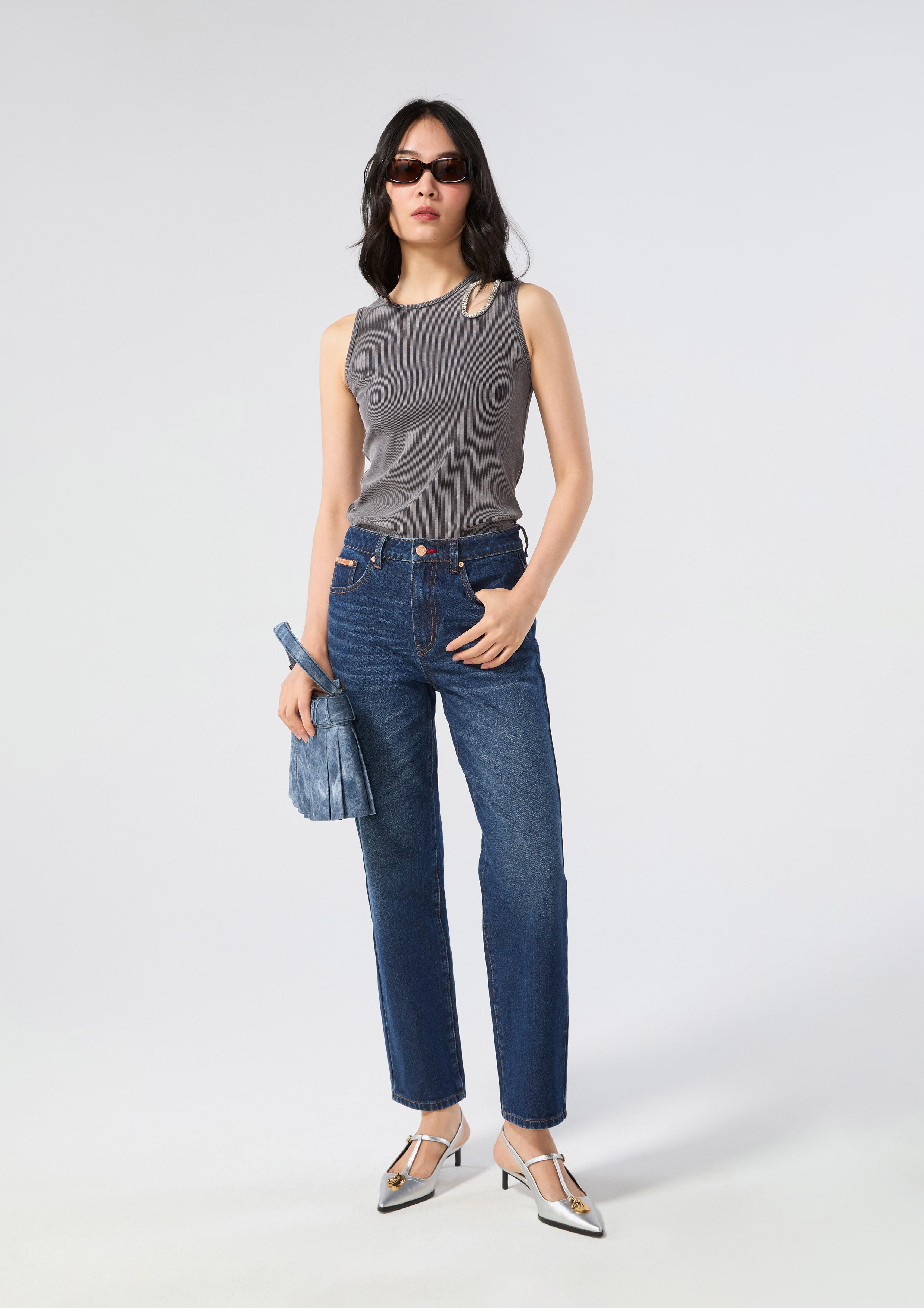 Crystal Embellished Tank Top Neon Dreams