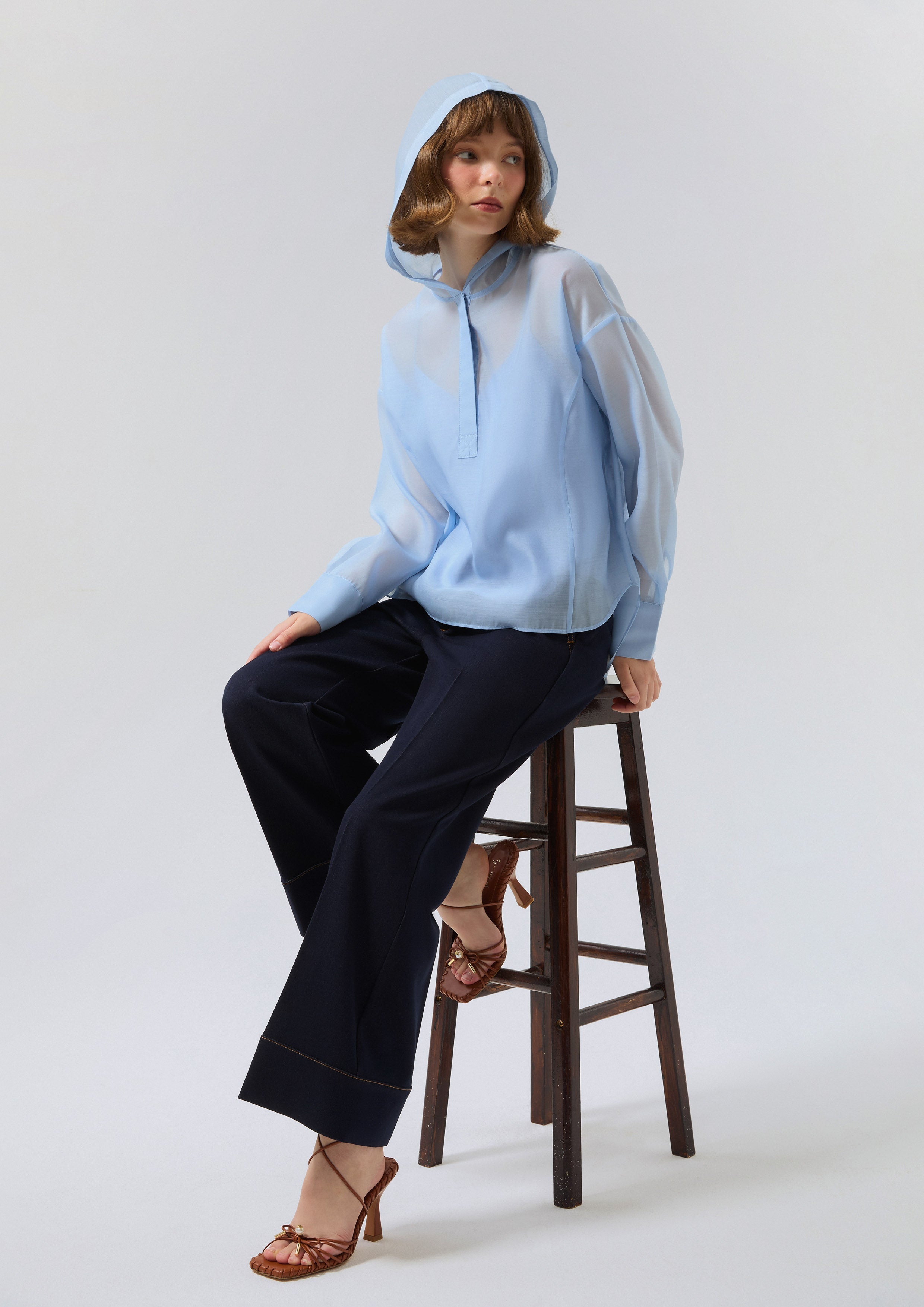 Sheer Hoodie Long Sleeve Top Miracle Voyard