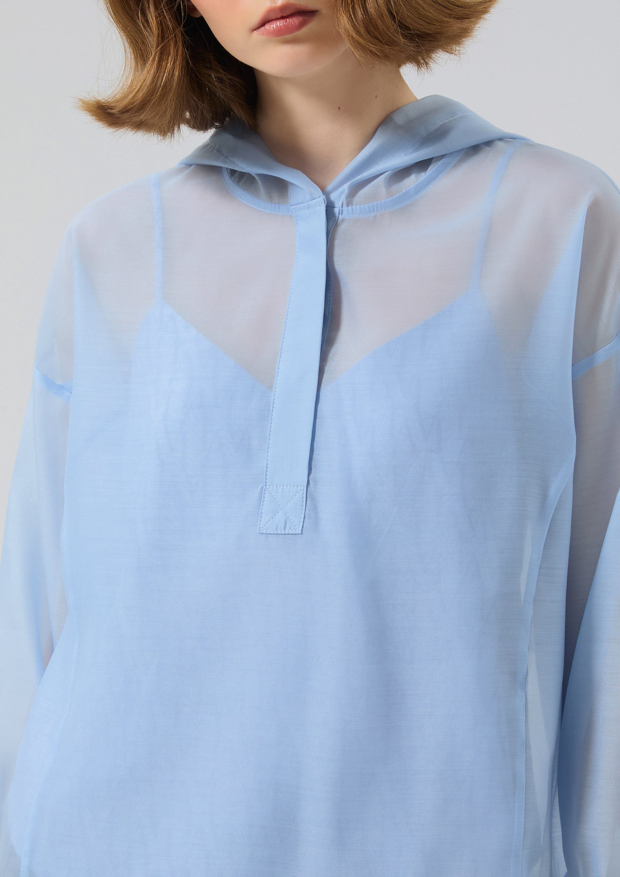 Sheer Hoodie Long Sleeve Top Miracle Voyard