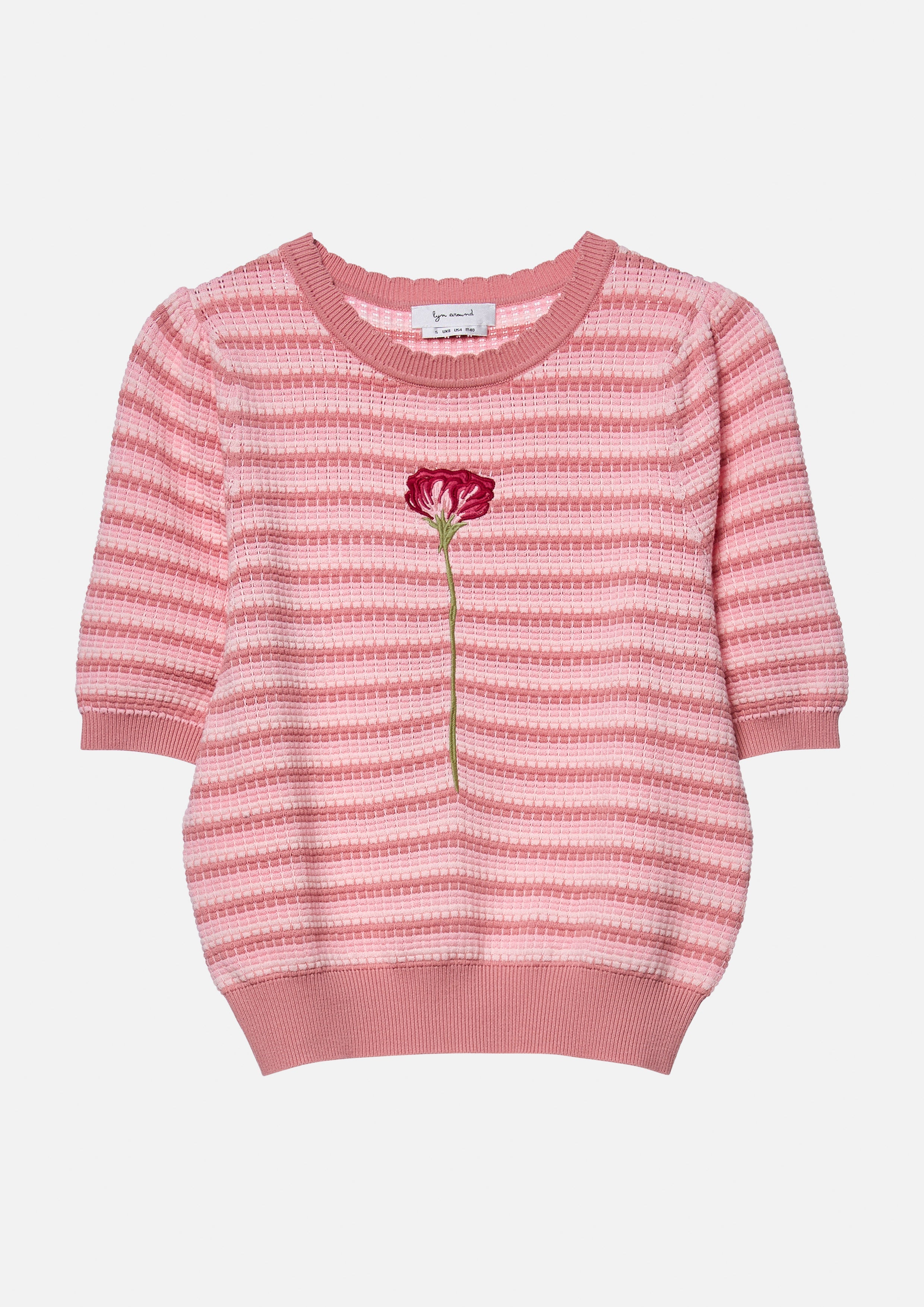  Floral Embellished Strip Knitted Top Neon Dreams