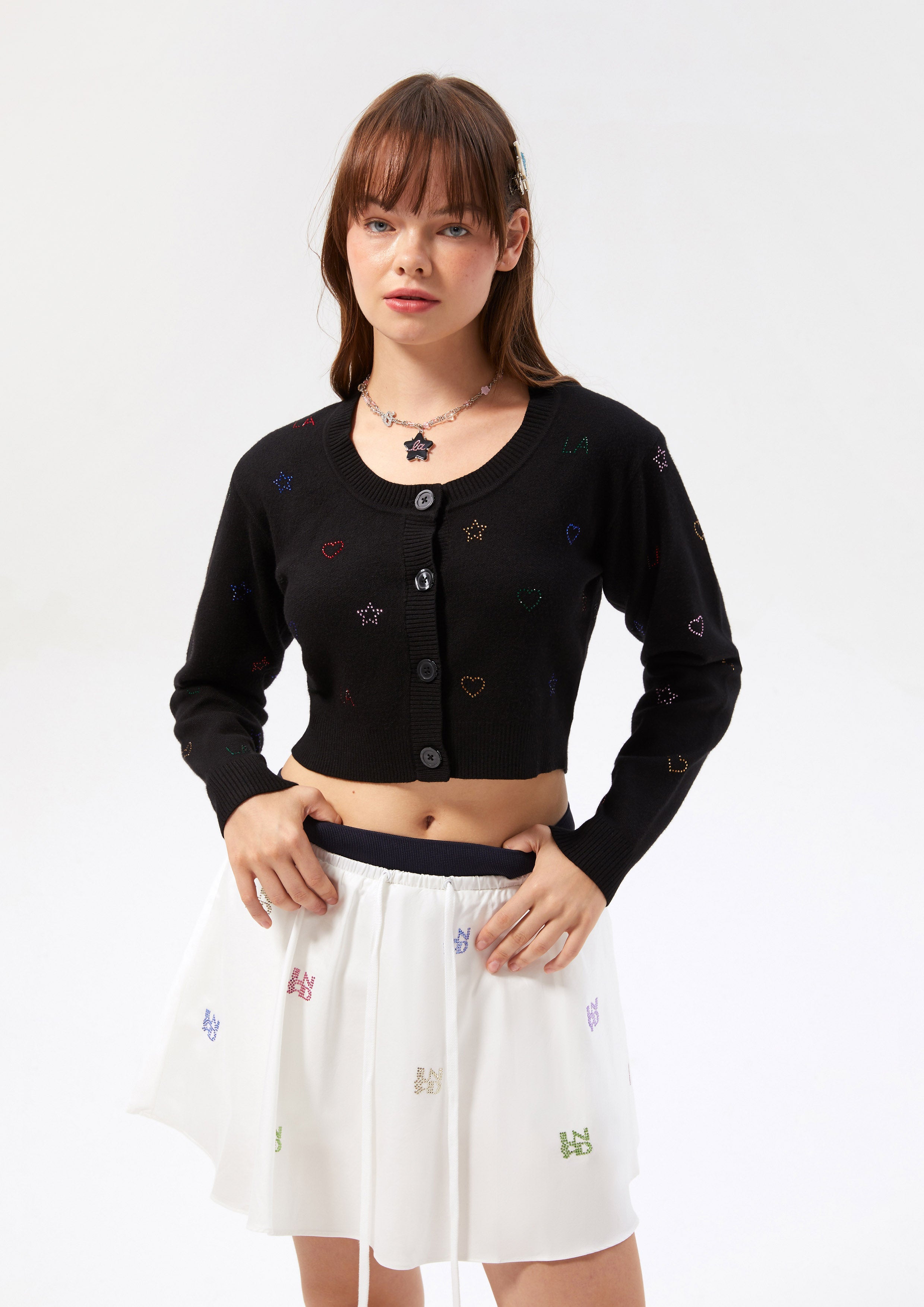 Crystal Embellished Crop Cardigan Neon Dreams