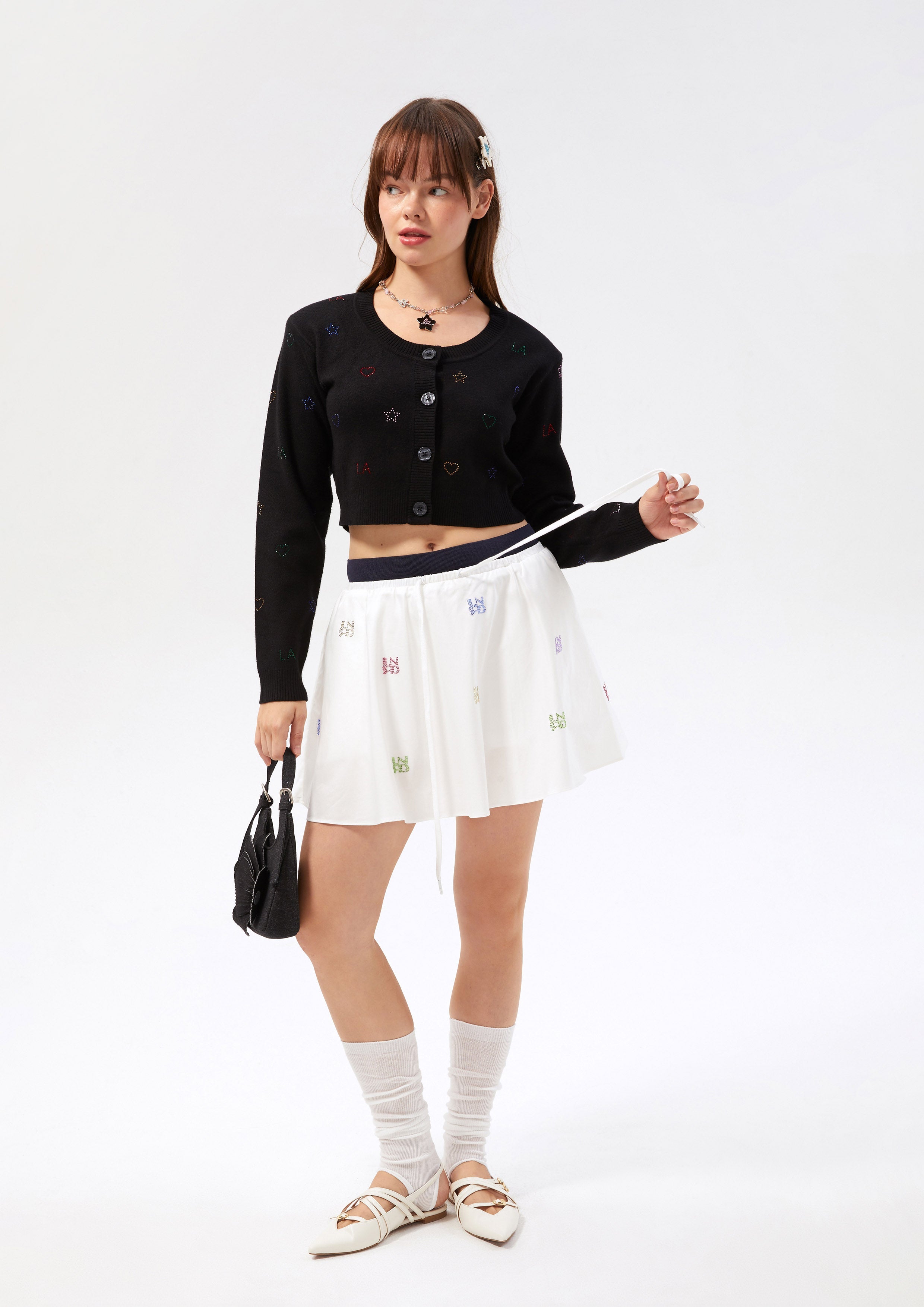 Crystal Embellished Crop Cardigan Neon Dreams