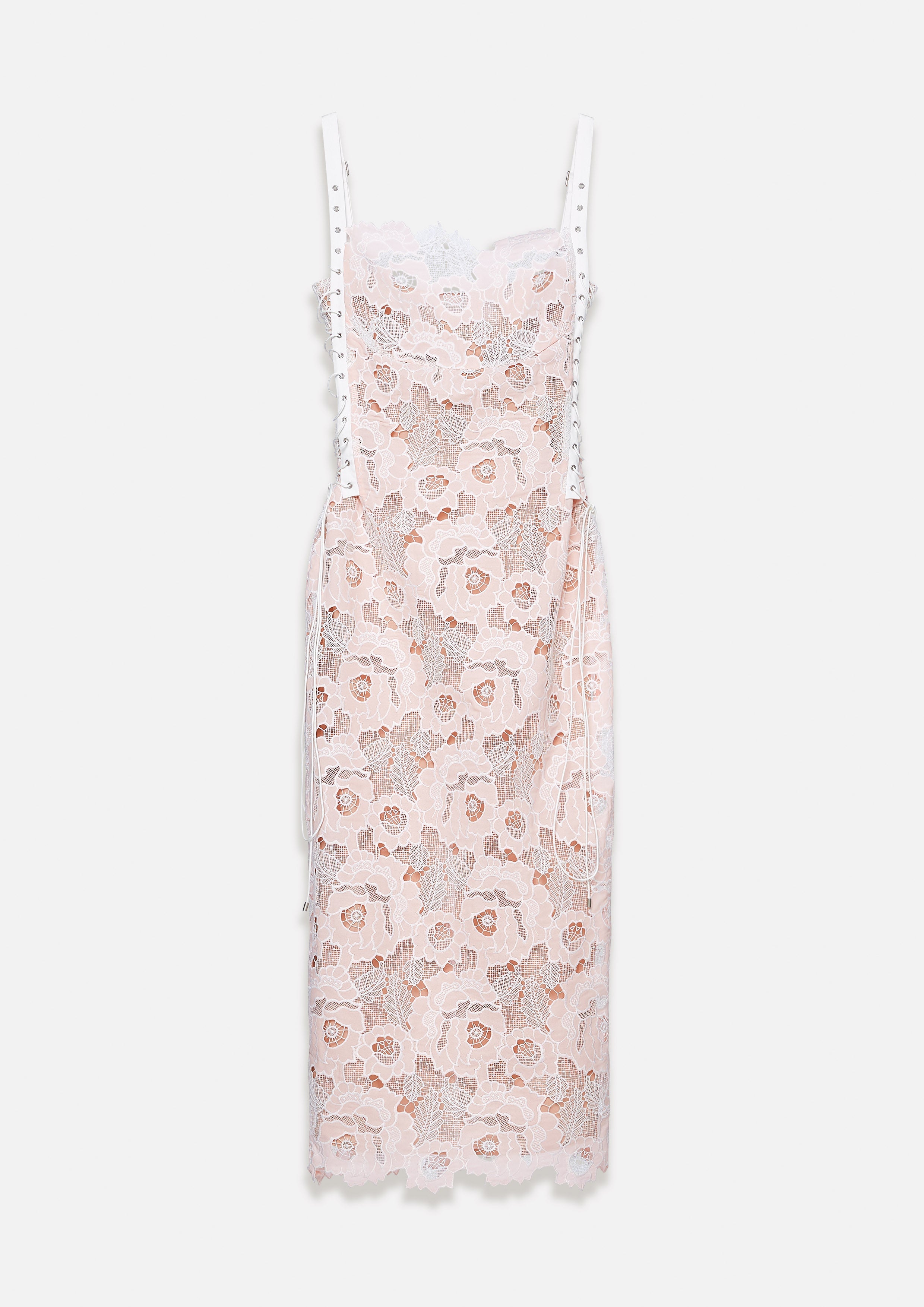 slim fit dress slacks Pellagia Floral Eyelet Midi Dress