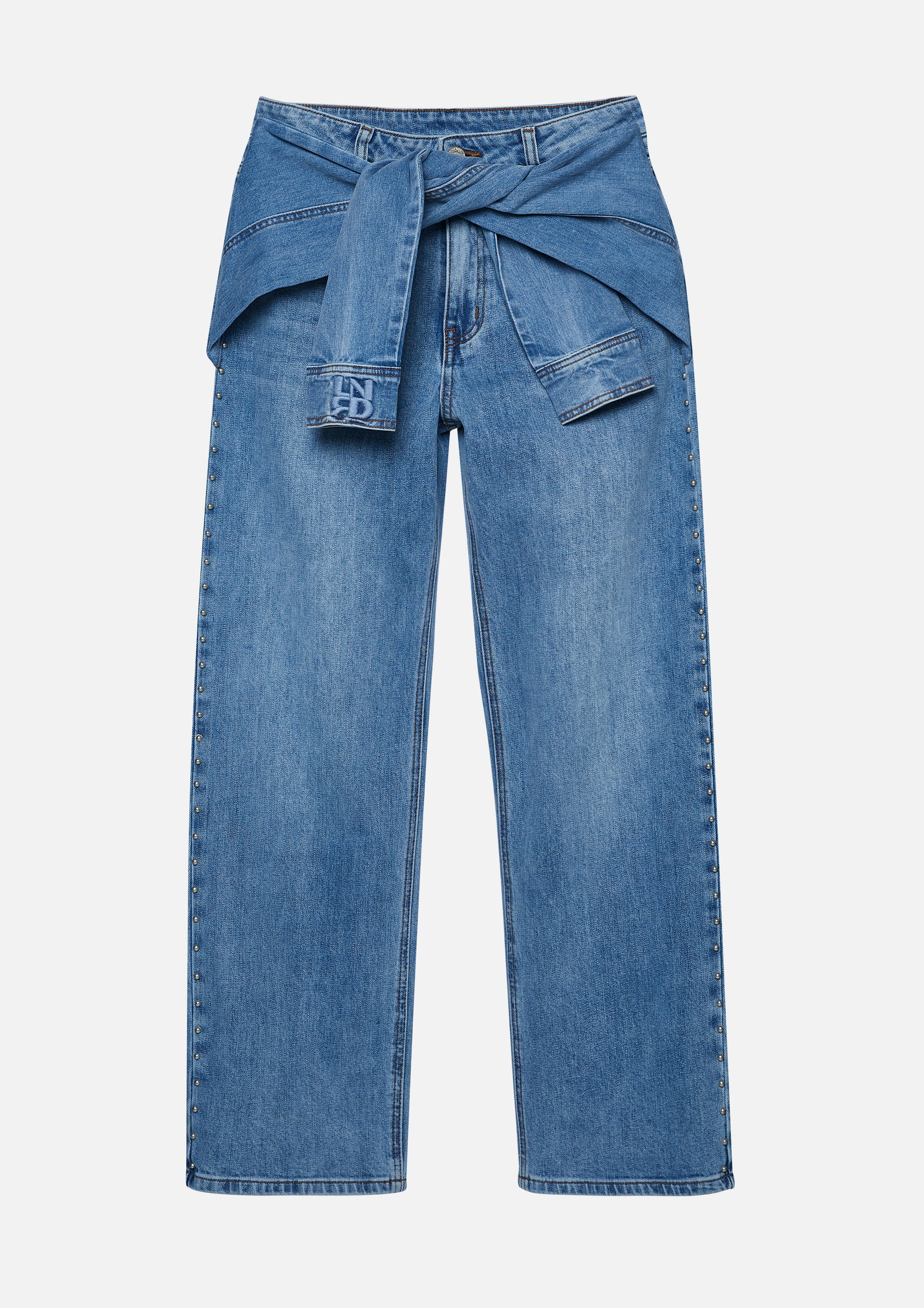 Create Your Signature Look with Waist-Tie Layered Denim Pants