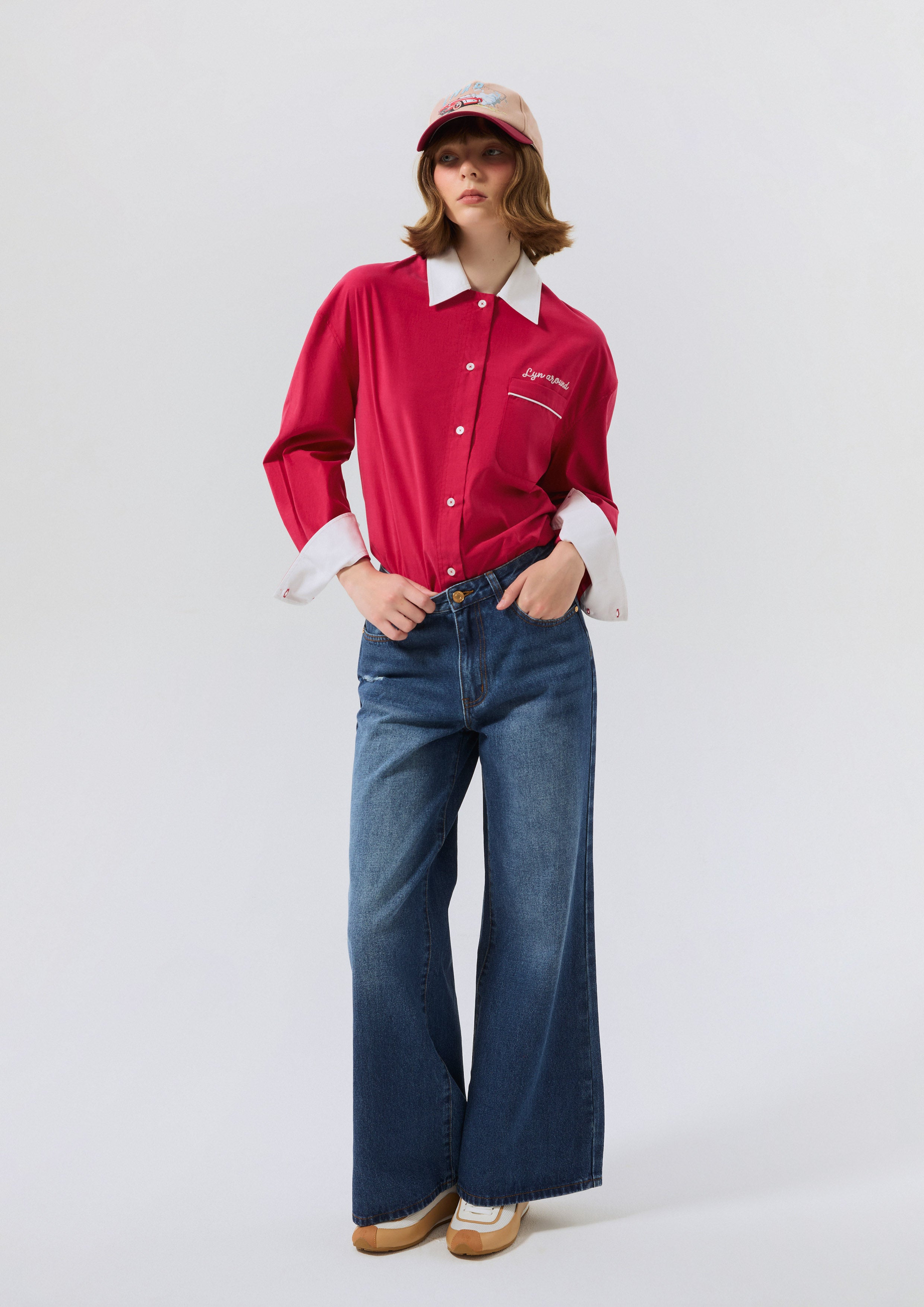 กางเกงเดนิมขายาวแต่งขาด คอลเลกชัน Basic Denim