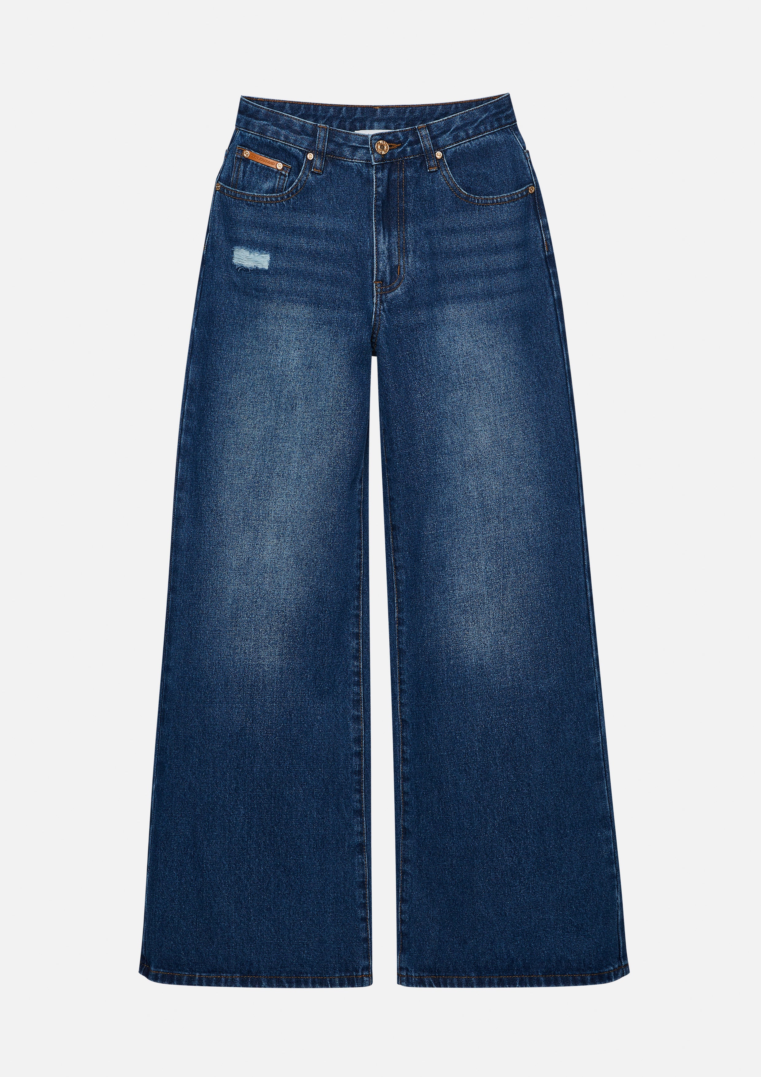 กางเกงเดนิมขายาวแต่งขาด คอลเลกชัน Basic Denim