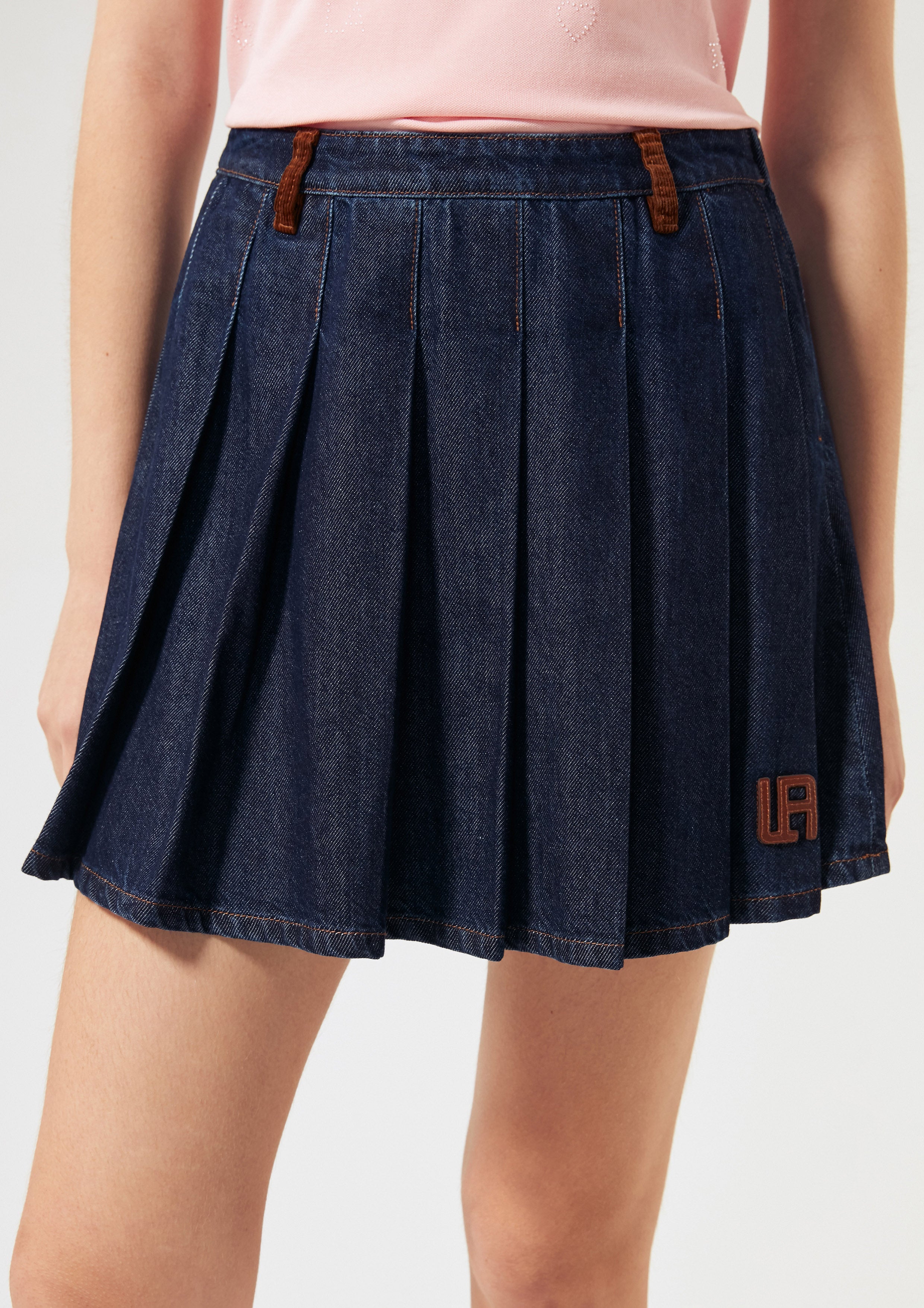  กระโปรงเดนิมสั้นอัดพลีท คอลเลกชัน Basic Denim