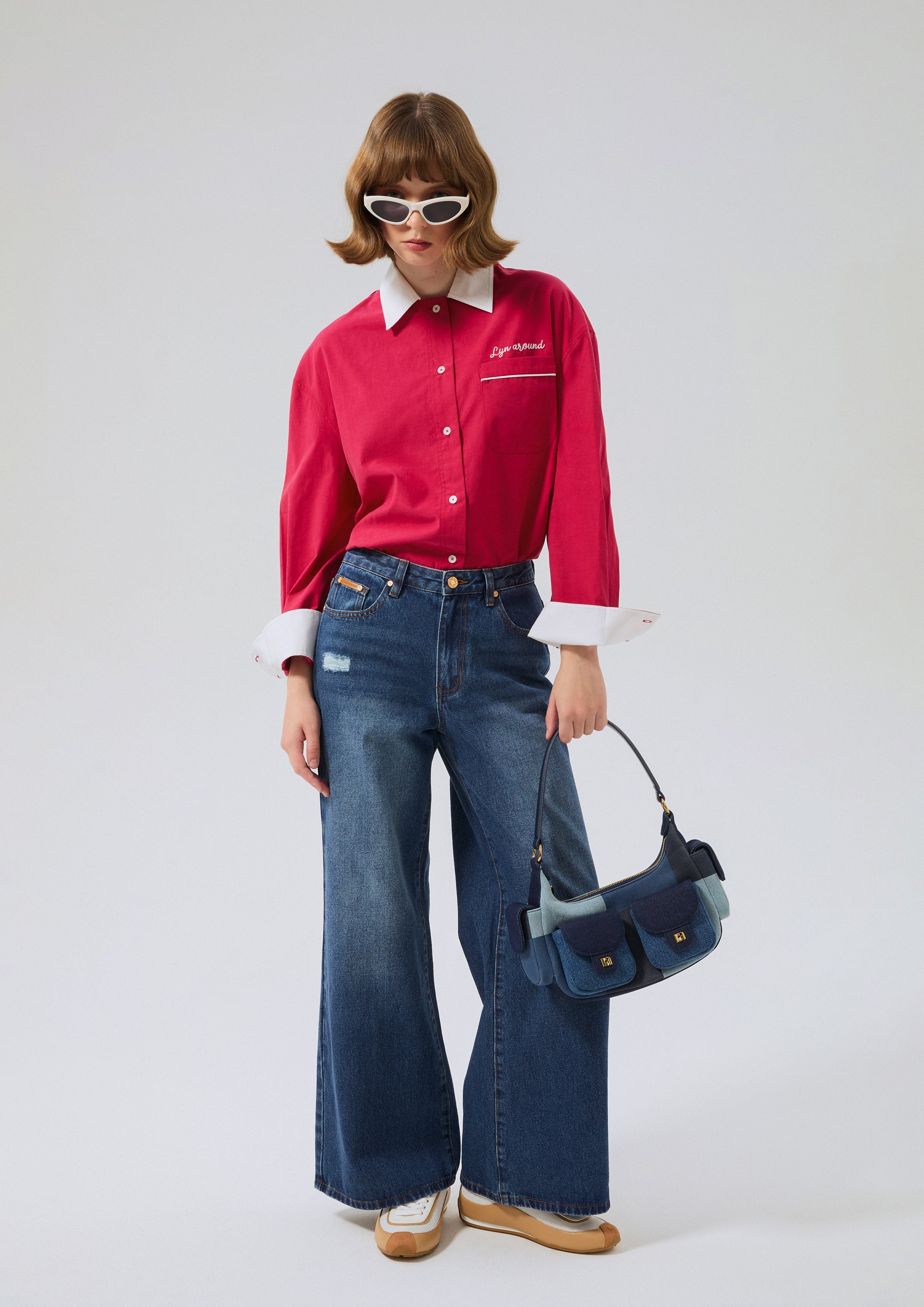 เสื้อเชิ้ตปกคอคอนทราสต์ปักโลโก้ คอลเลกชัน Speed Voyard