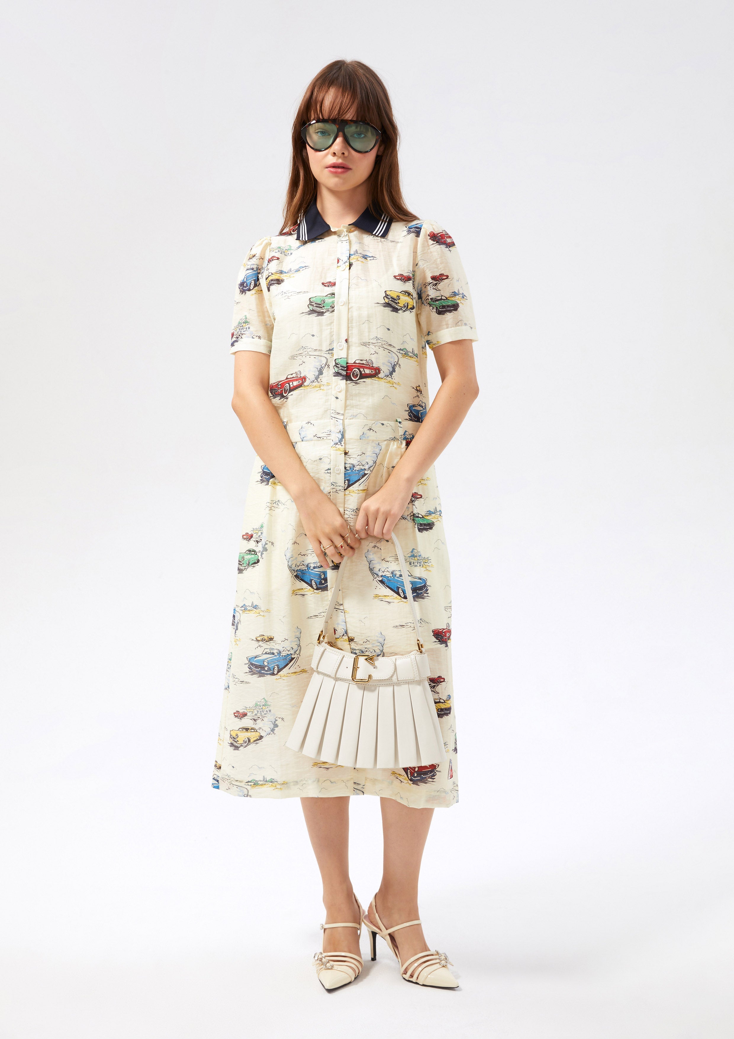 Car Print Midi Dress Speed Voyard