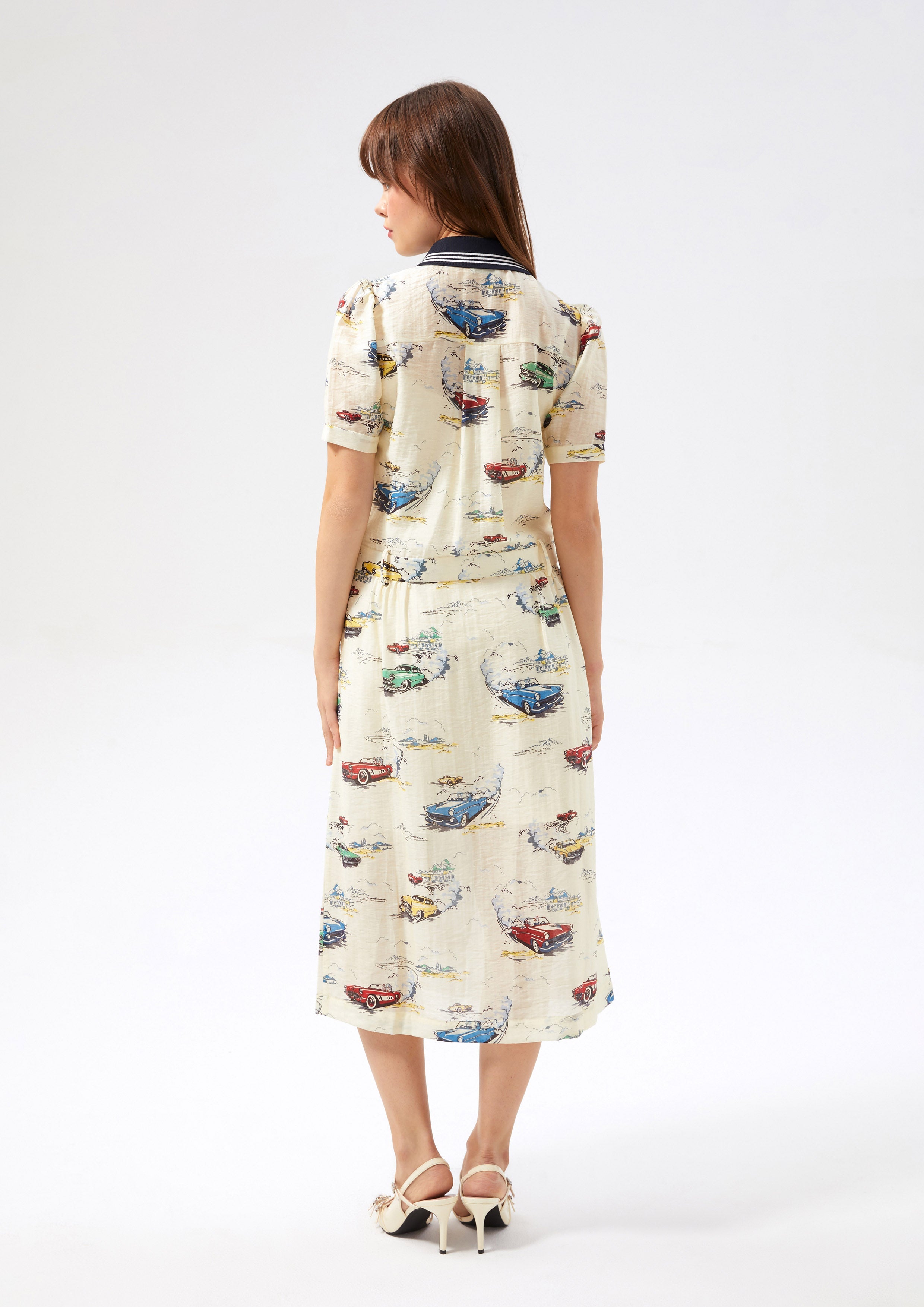 Car Print Midi Dress Speed Voyard