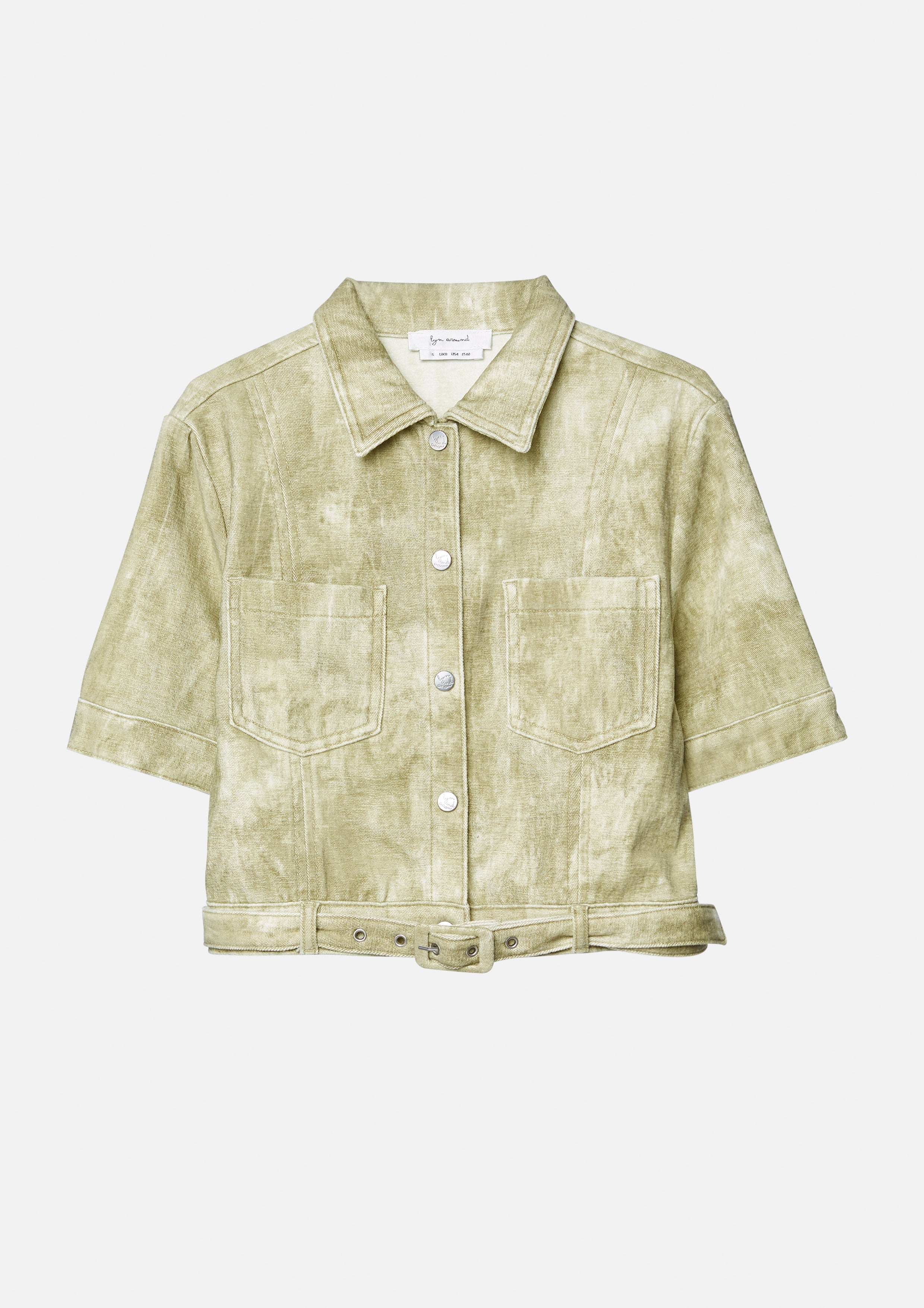 เสื้อเชิ้ตแขนสั้นพิมพ์ลายทรงครอป คอลเลกชัน Working on Board