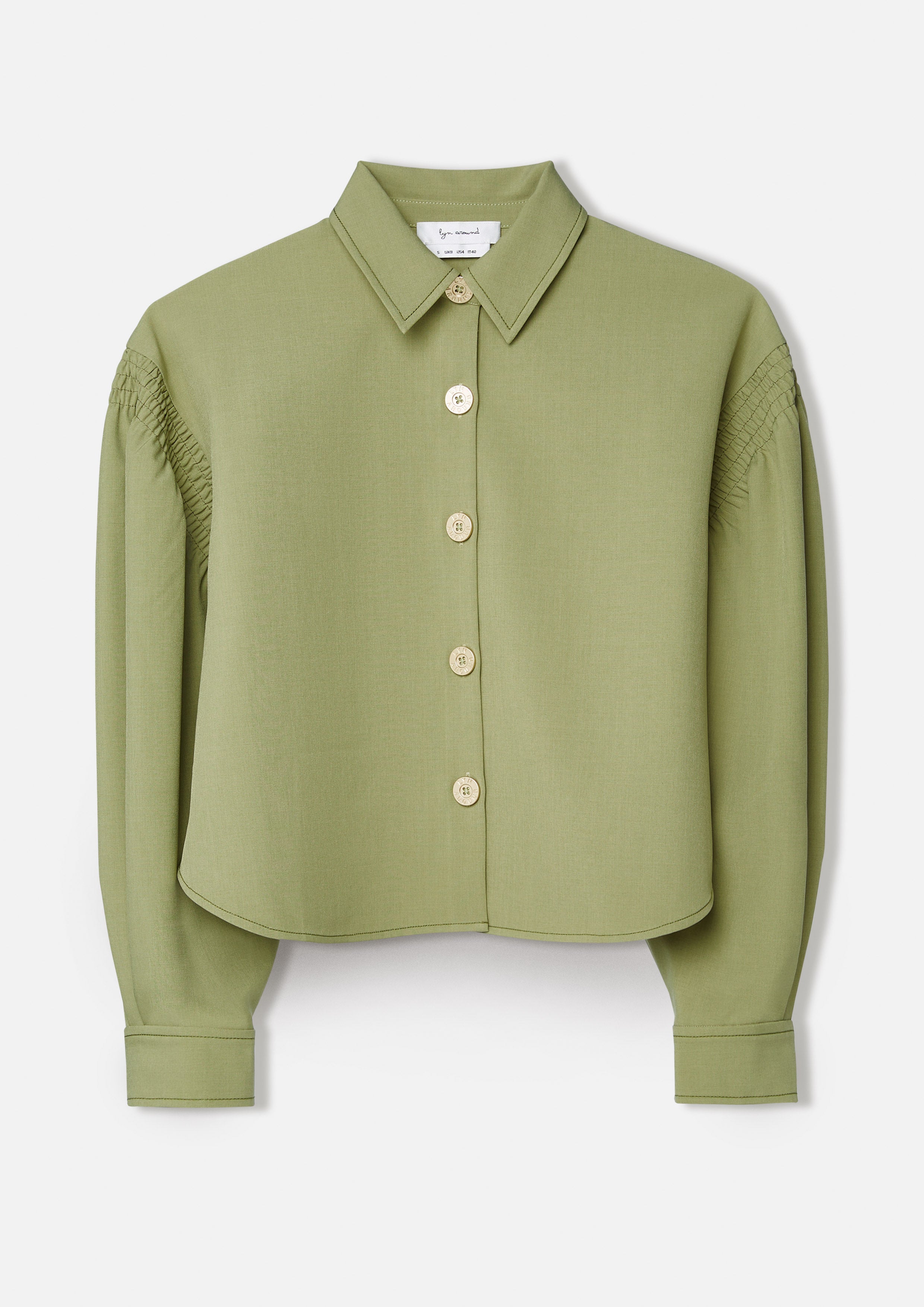 Smocked Long Sleeve Crop Shirt Play Spell