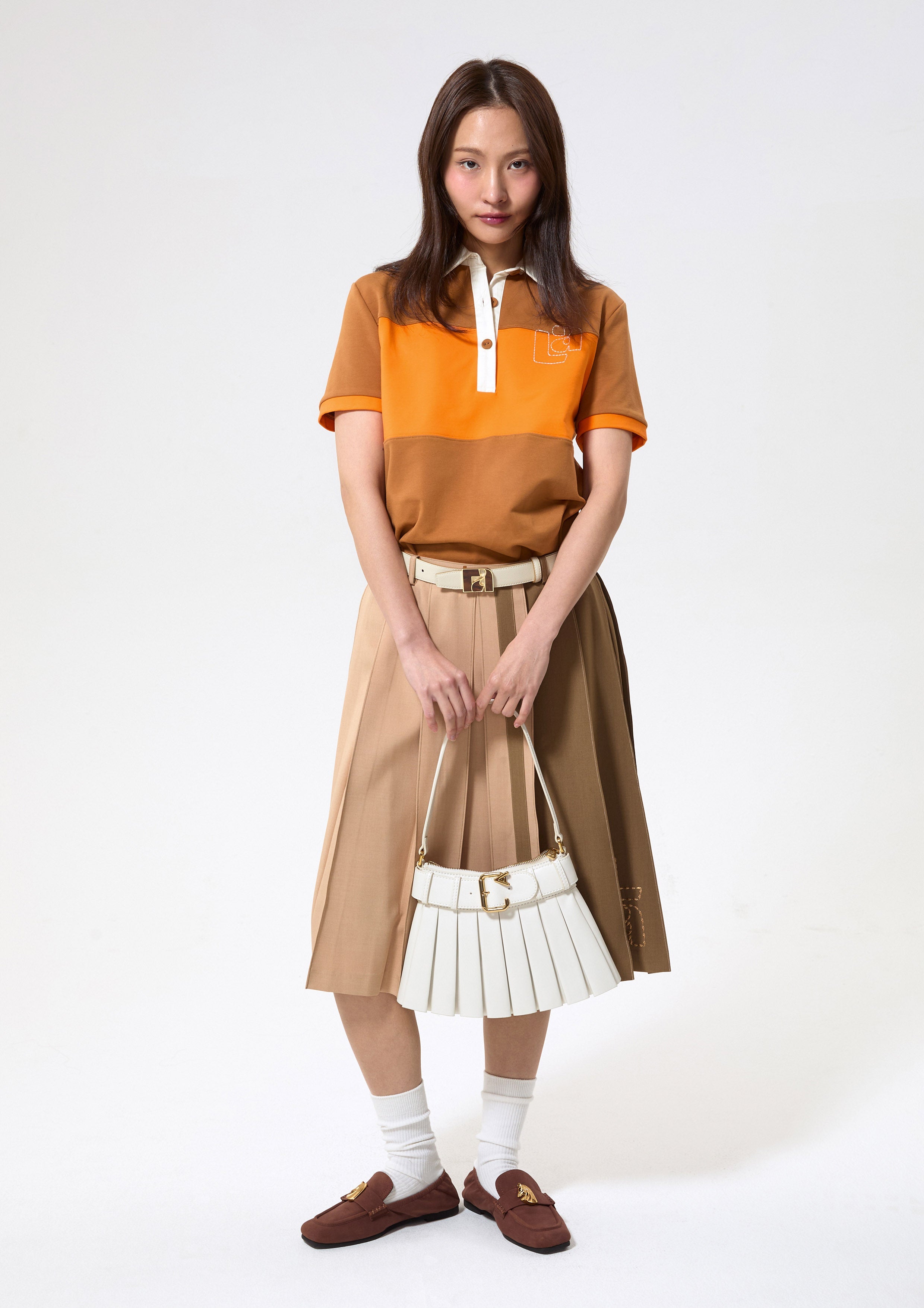 Panel Short Sleeve Polo Top Play Spell