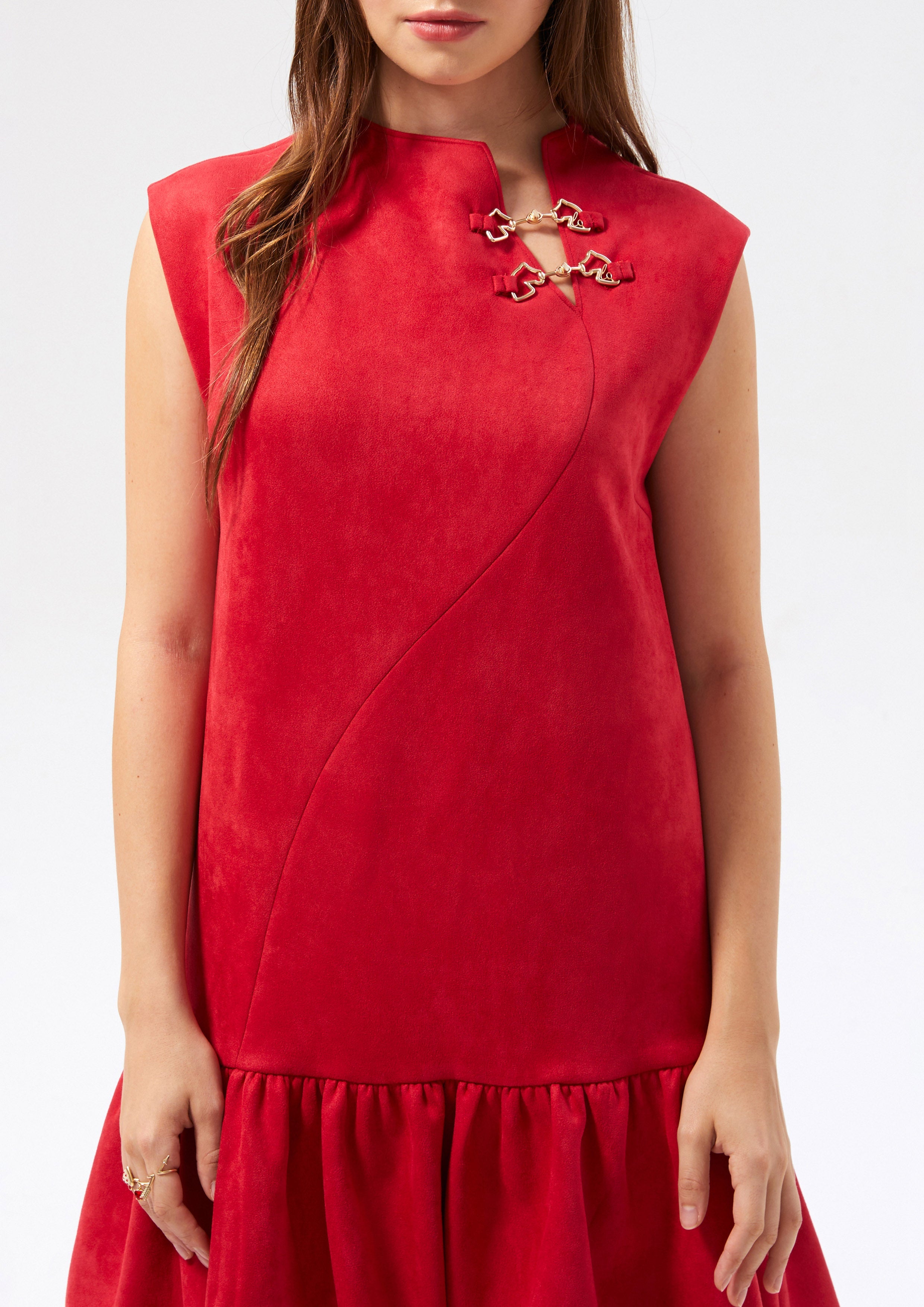 Puff Skirt Sleeveless Mini Dress Rouge Luck