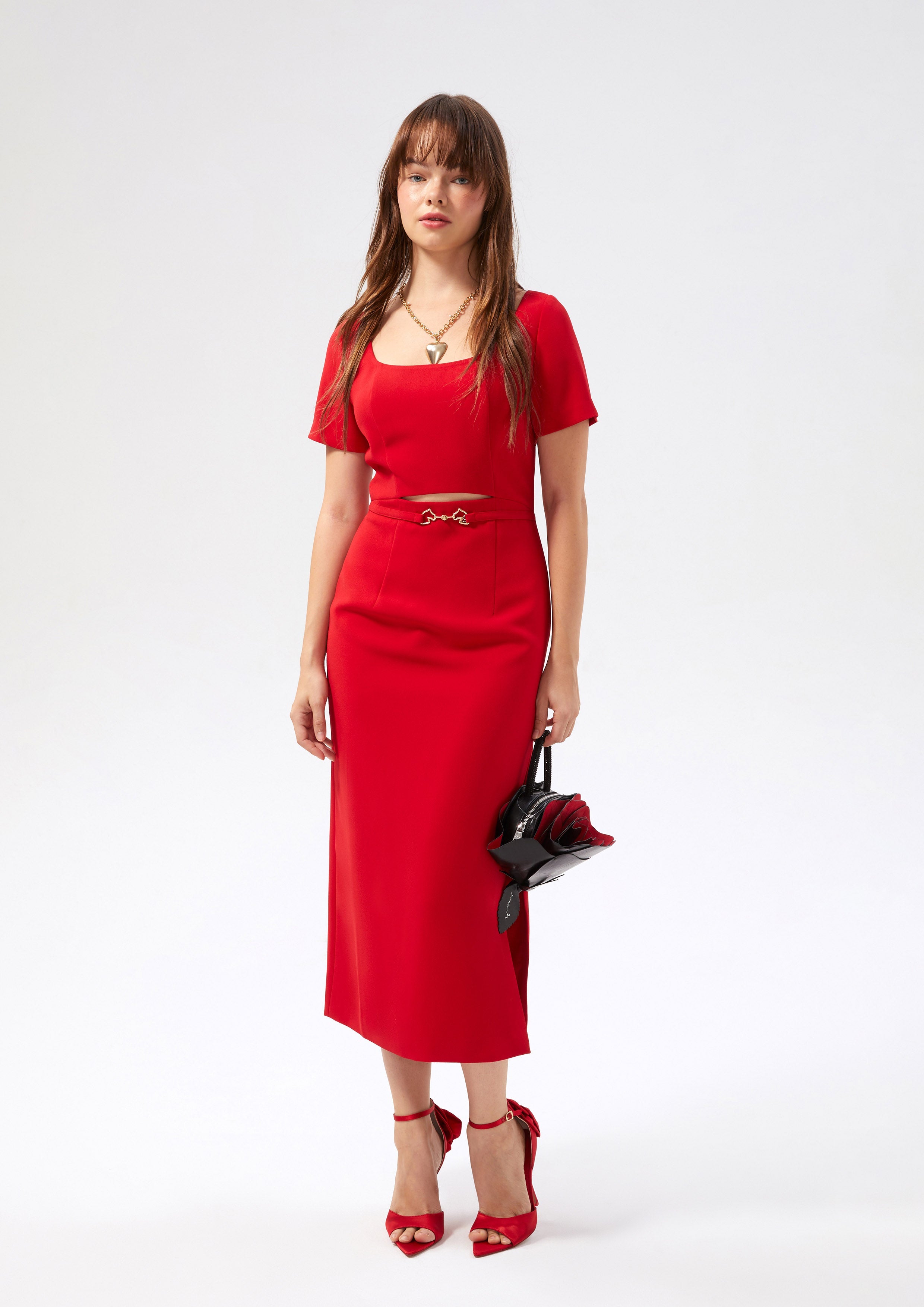 Short Sleeve Midi Dress Rouge Luck