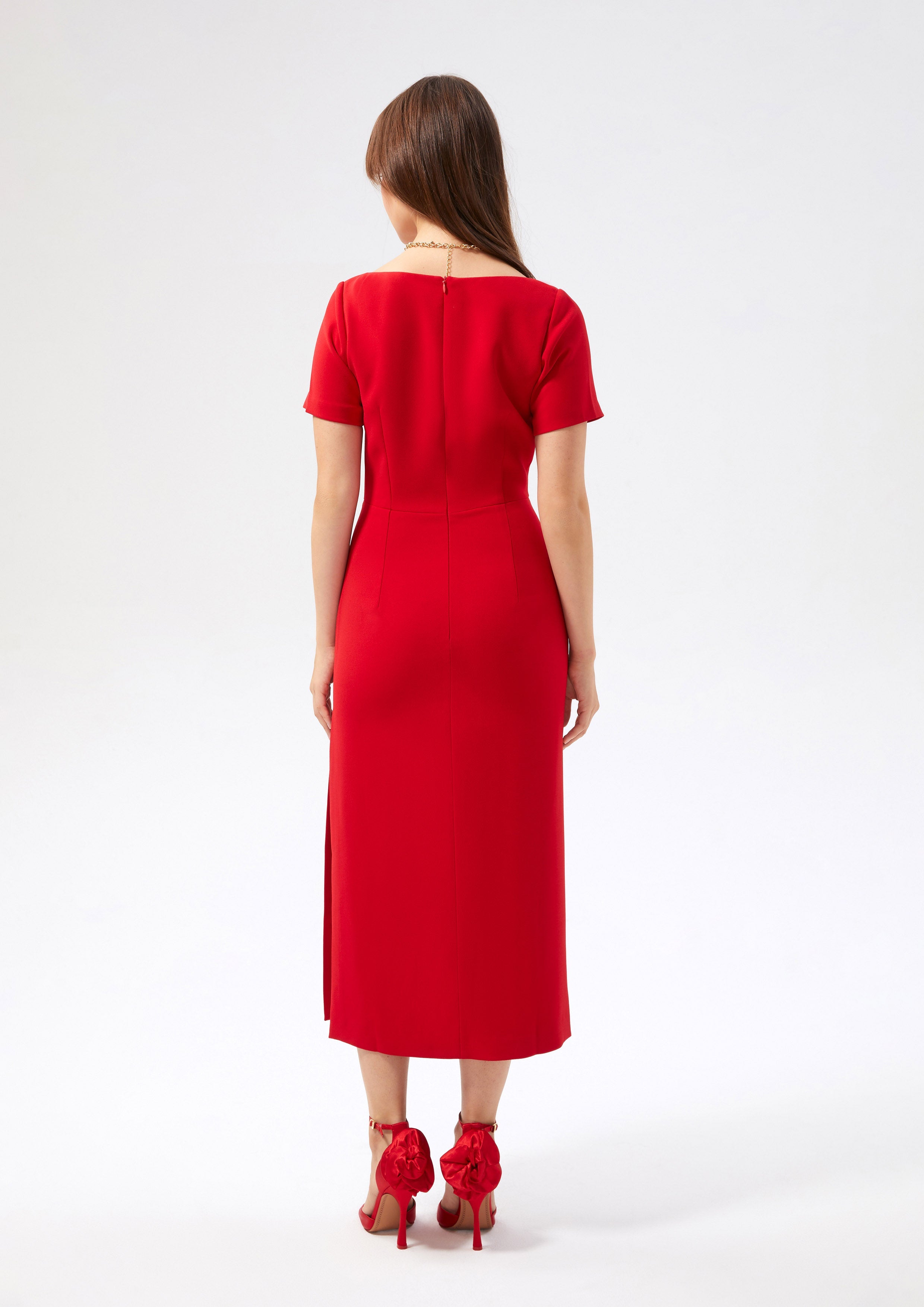 Short Sleeve Midi Dress Rouge Luck
