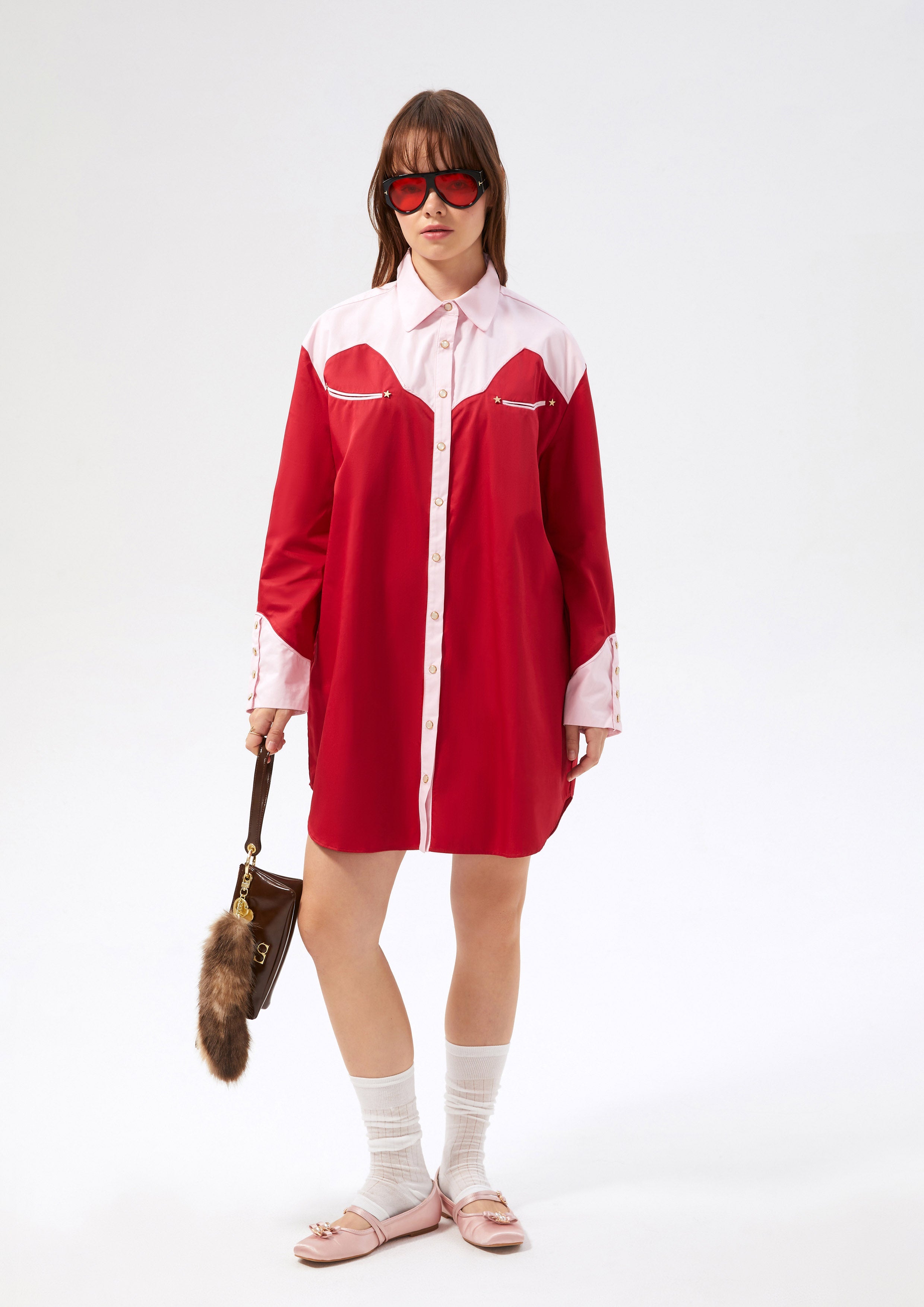 Button Up Mini Dress Rouge Luck