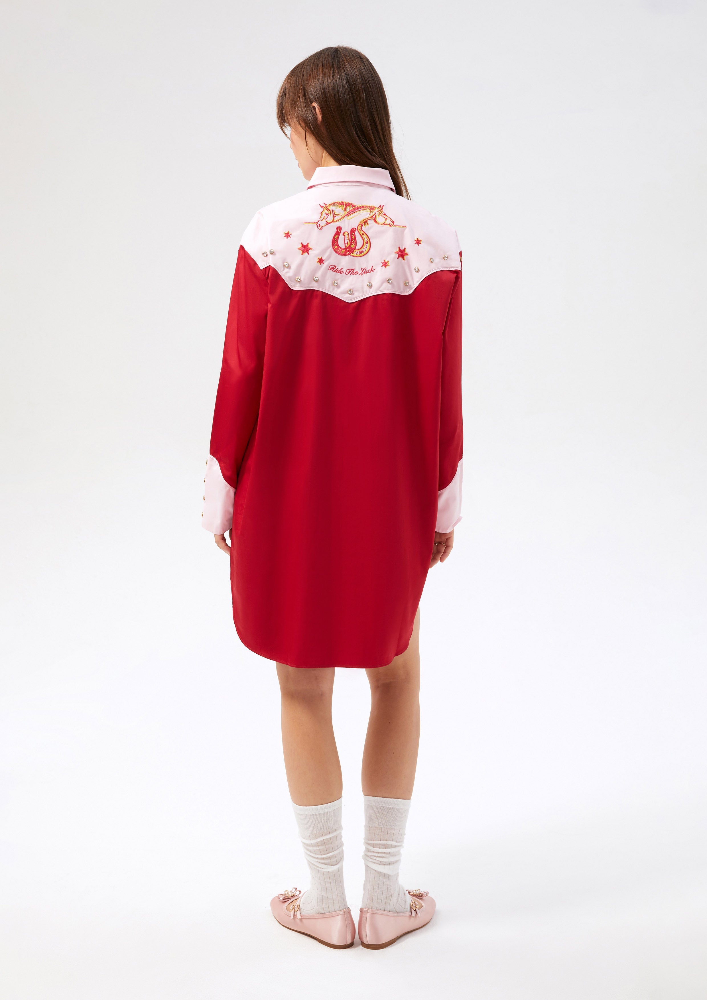 Button Up Mini Dress Rouge Luck