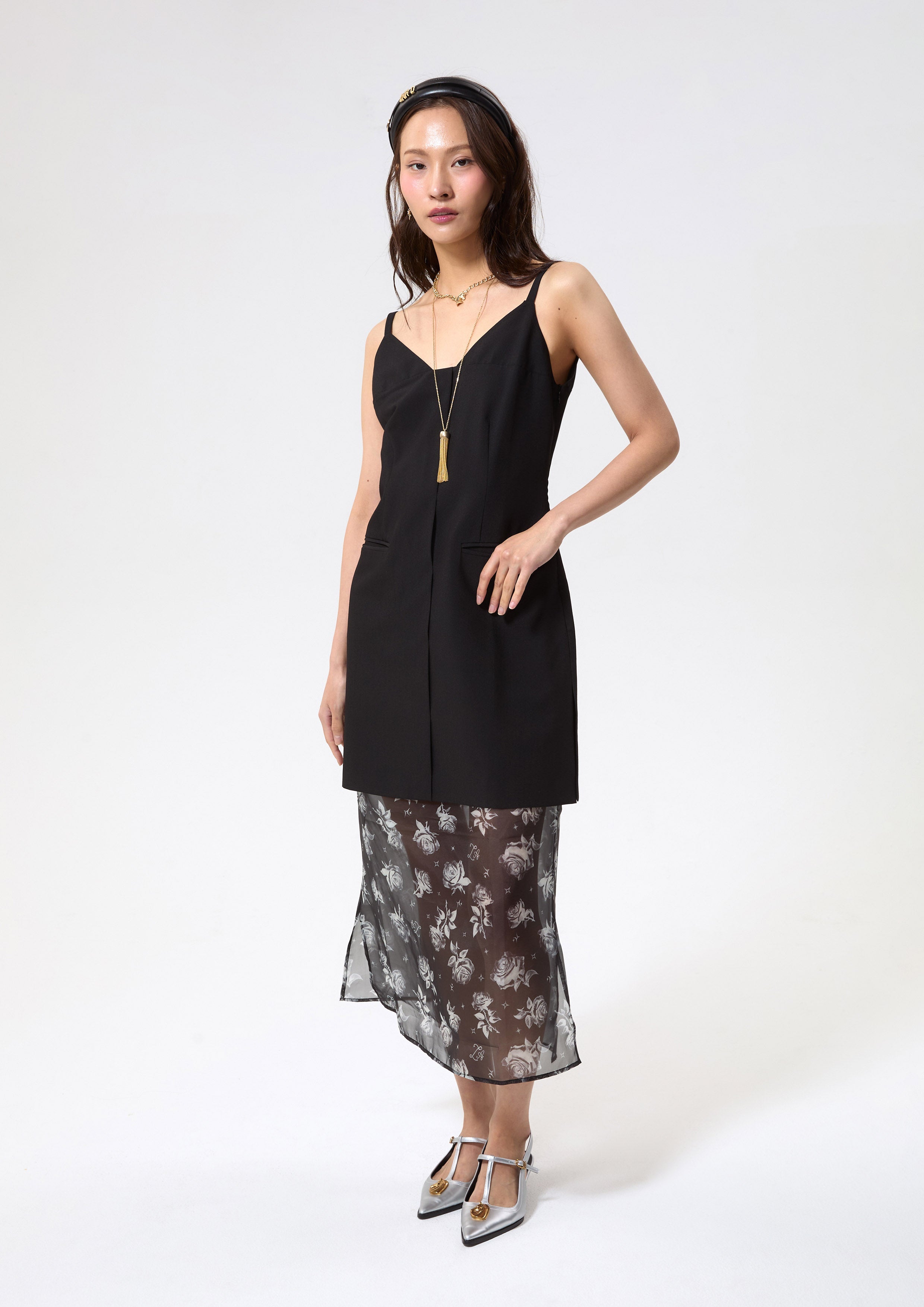 Cami Strap Floral Sheer Skirt Rodeo Rose