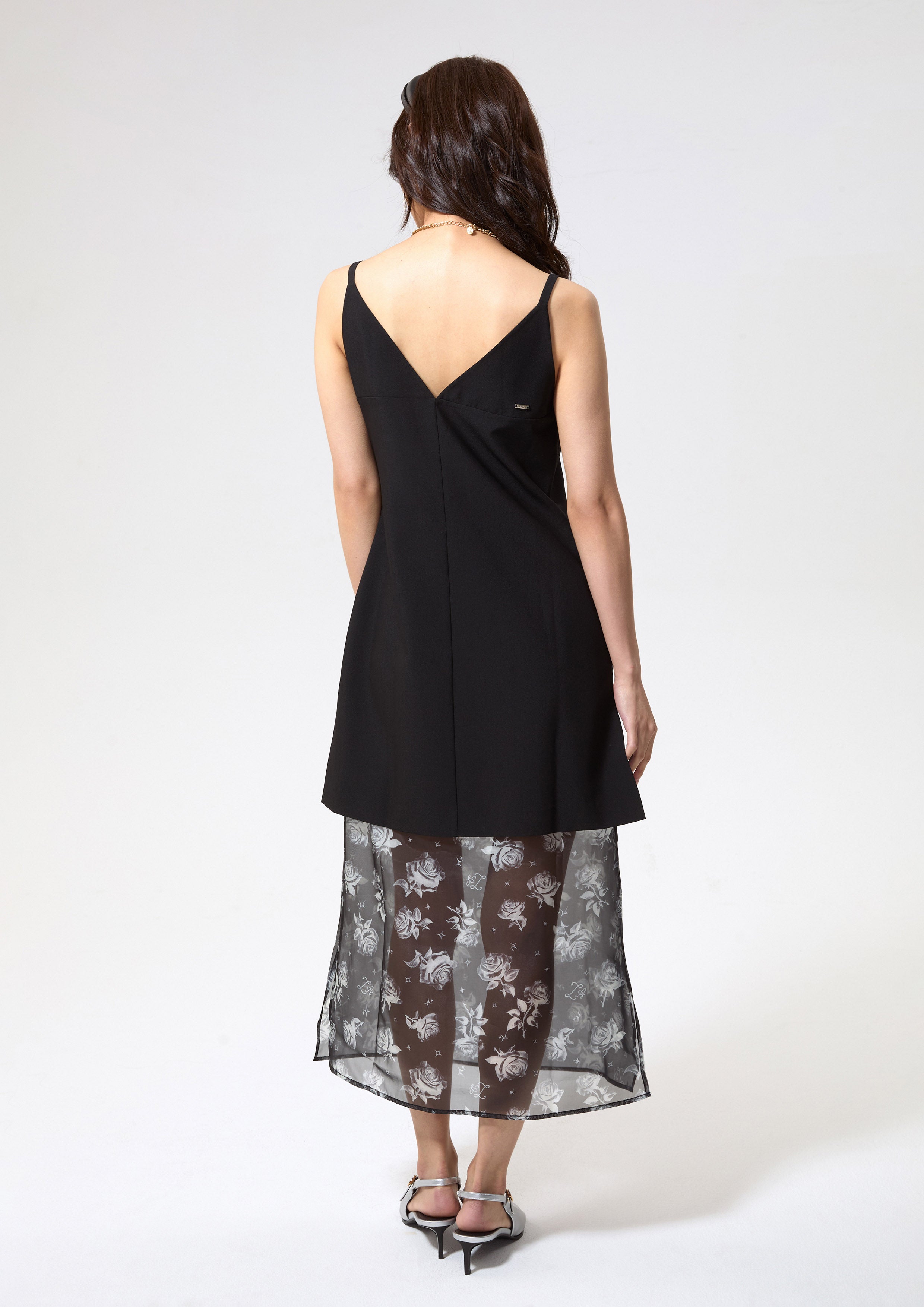 Cami Strap Floral Sheer Skirt Rodeo Rose