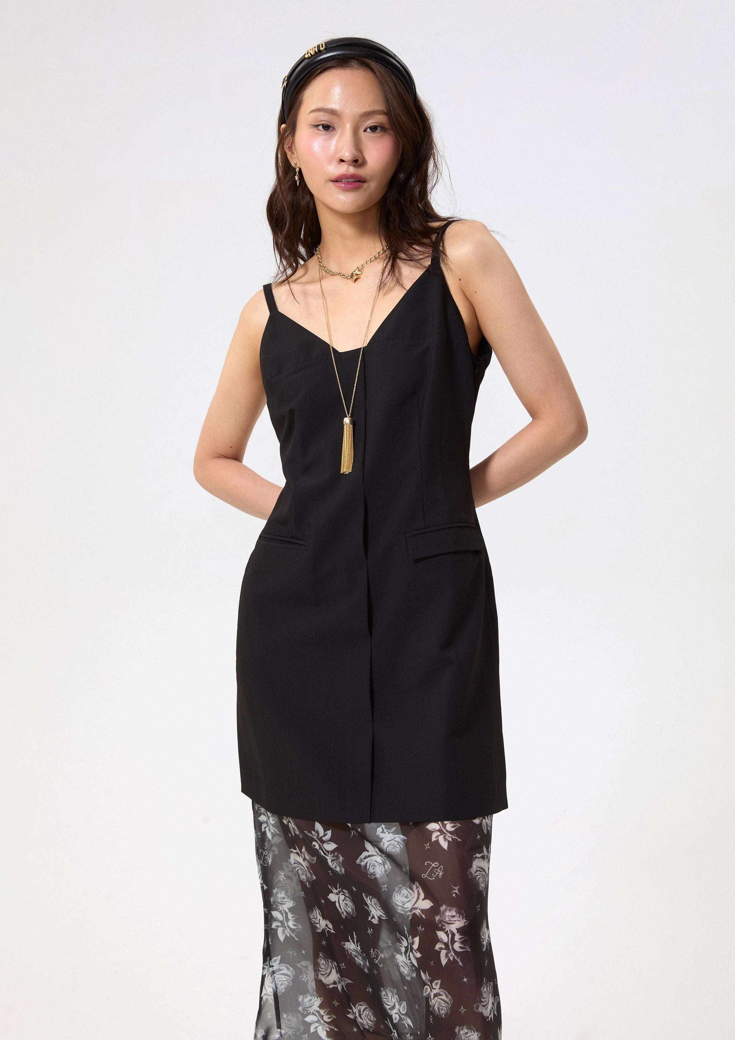 เดรสสายเดี่ยวกระโปรงผ้าเชียร์ลายดอกไม้ คอลเลกชัน Rodeo Rose