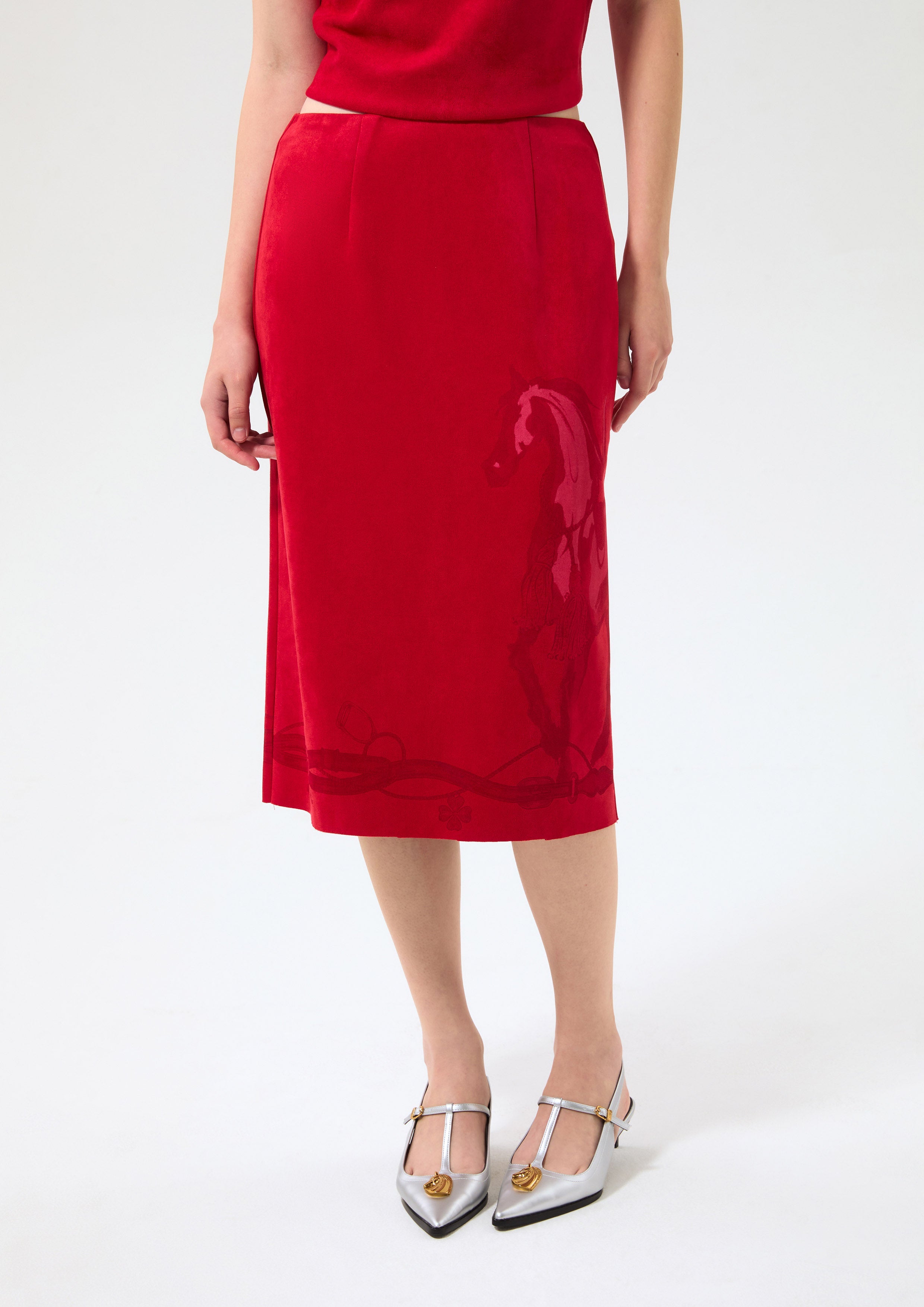 กระโปรงกำมะหยี่ทรงดินสอ คอลเลกชัน Rouge Luck