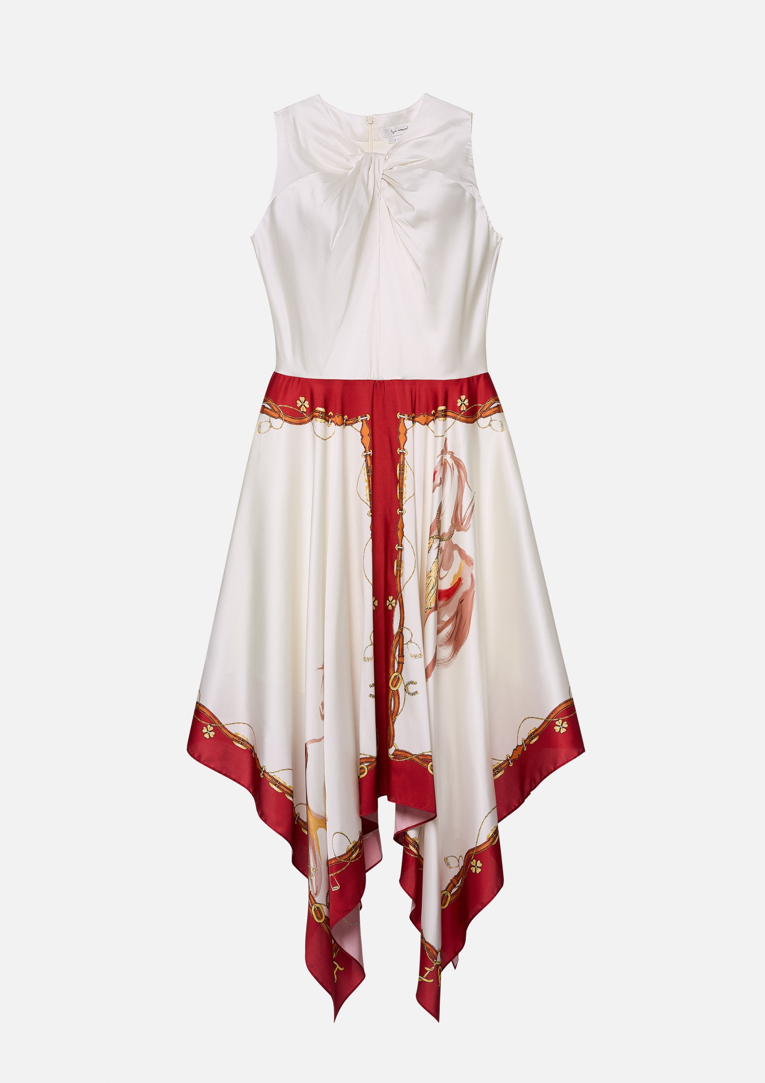 Satin Handkerchief Skirt Midi Dress Rouge Luck