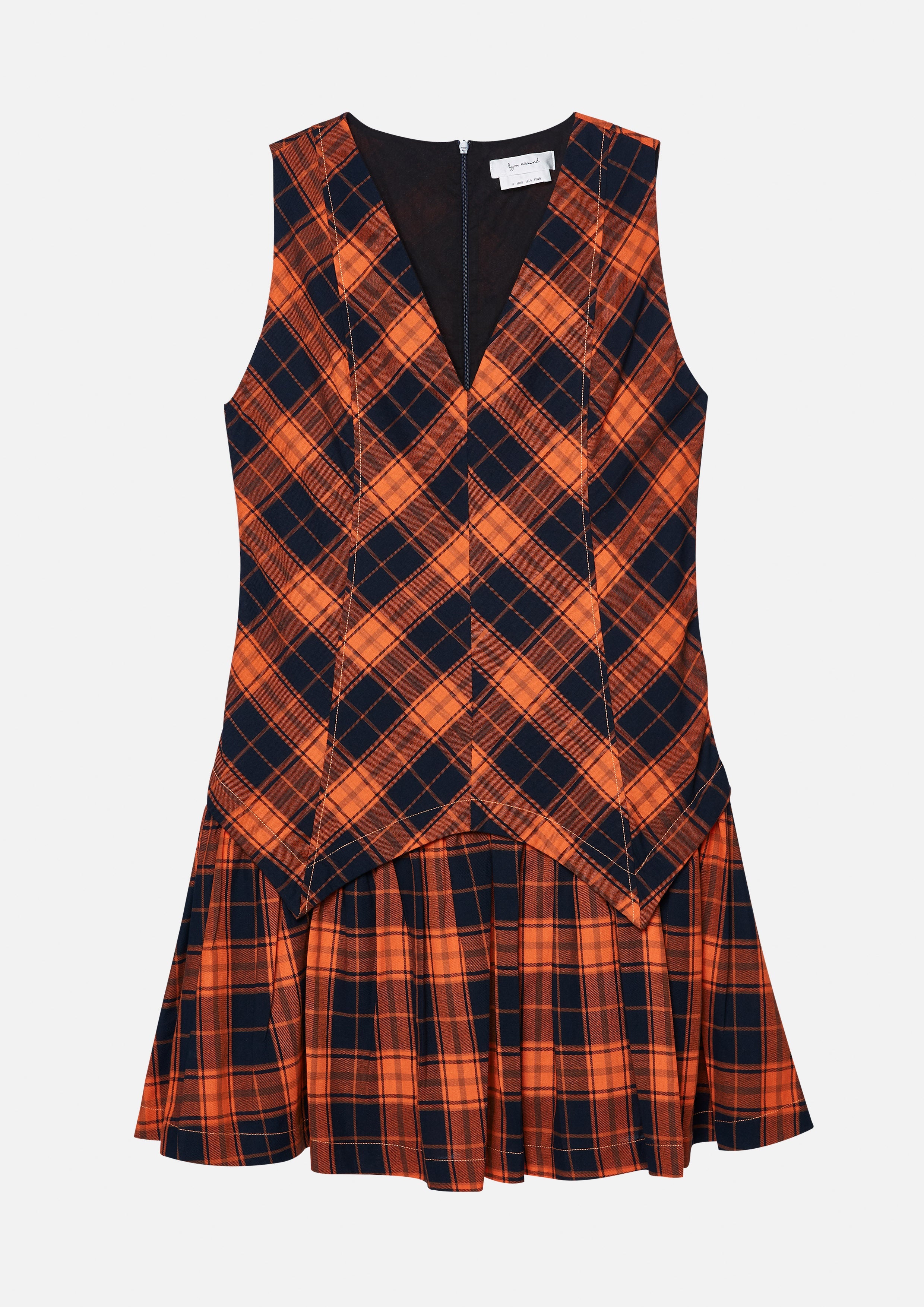 เดรสสั้นคอวีลายตาราง คอลเลกชัน Play Spell