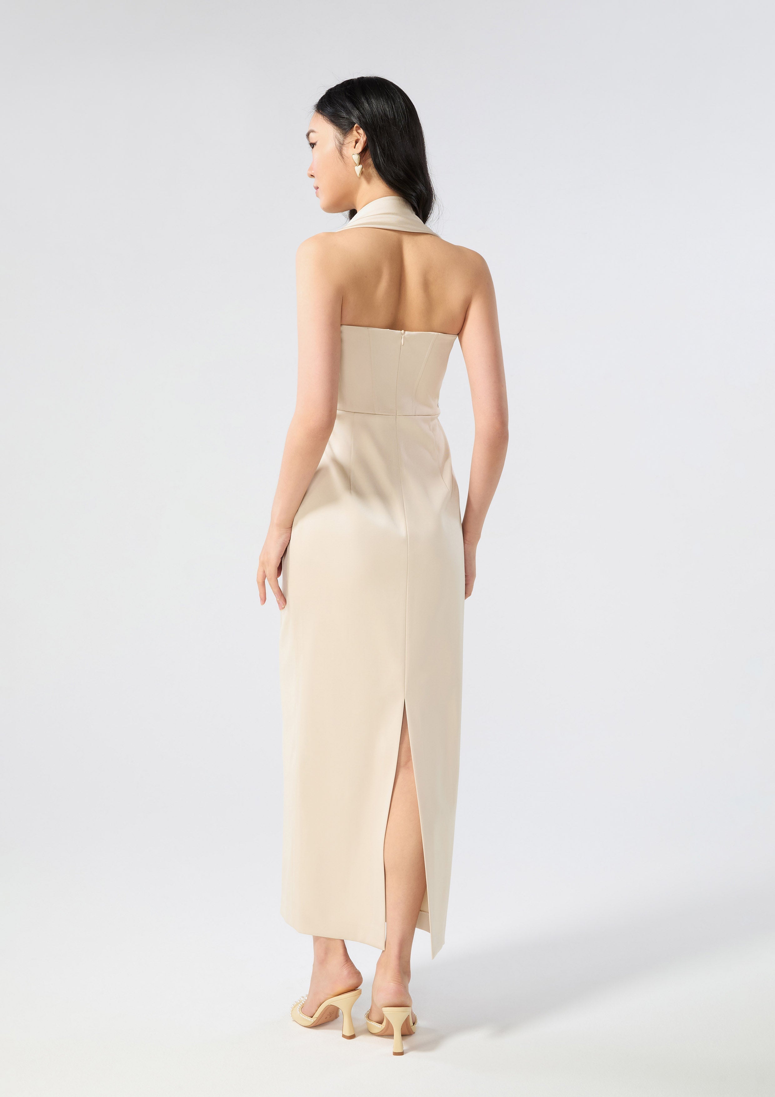 Rose Motif Embellished Satin Dress Rodeo Rose