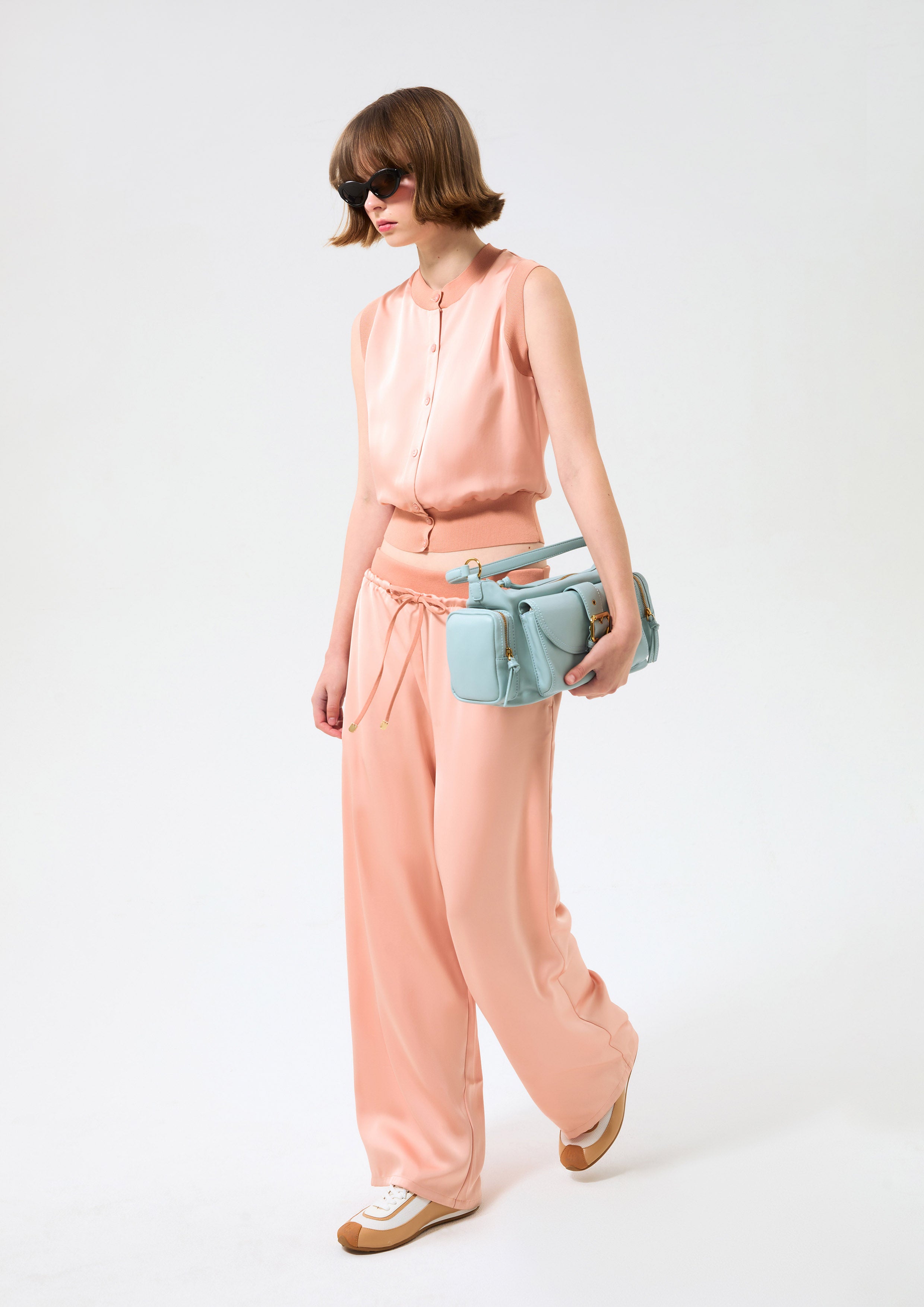 กางเกงแทร็คขายาวทรงหลวมผ้าซาติน คอลเลกชัน Rodeo Rose