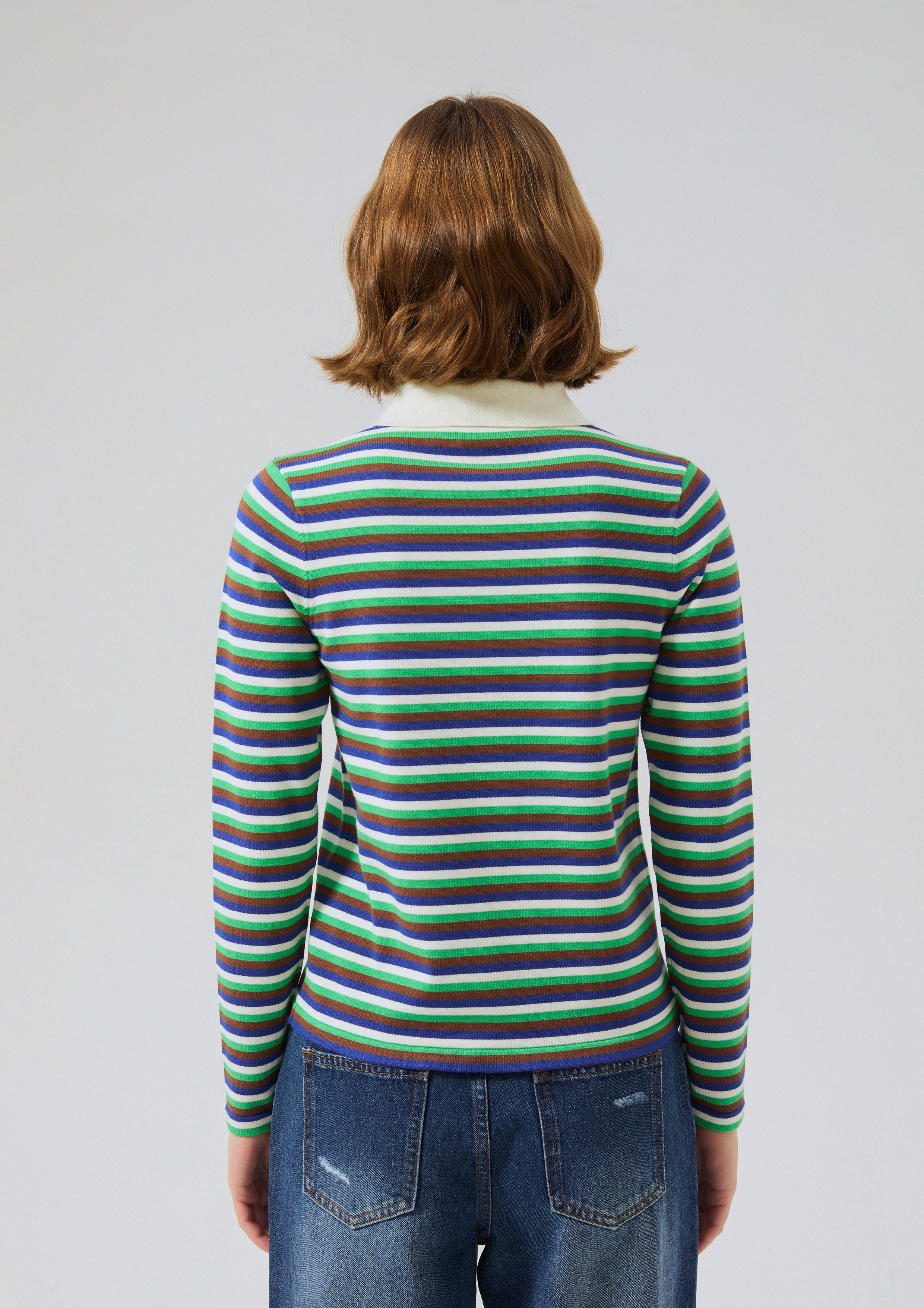 เสื้อแขนยาวลายทางพร้อมดีเทลโลโก้ คอลเลกชัน Miracle Voyard