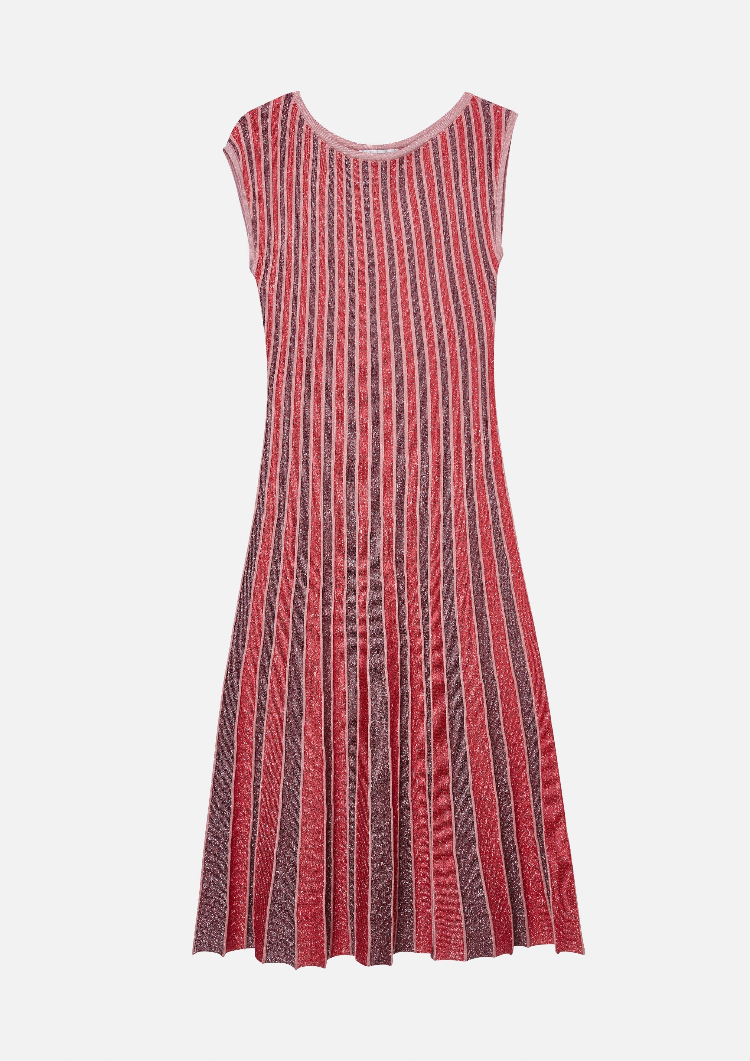 Stripe Pleated Skirt Midi Dress Rouge Luck