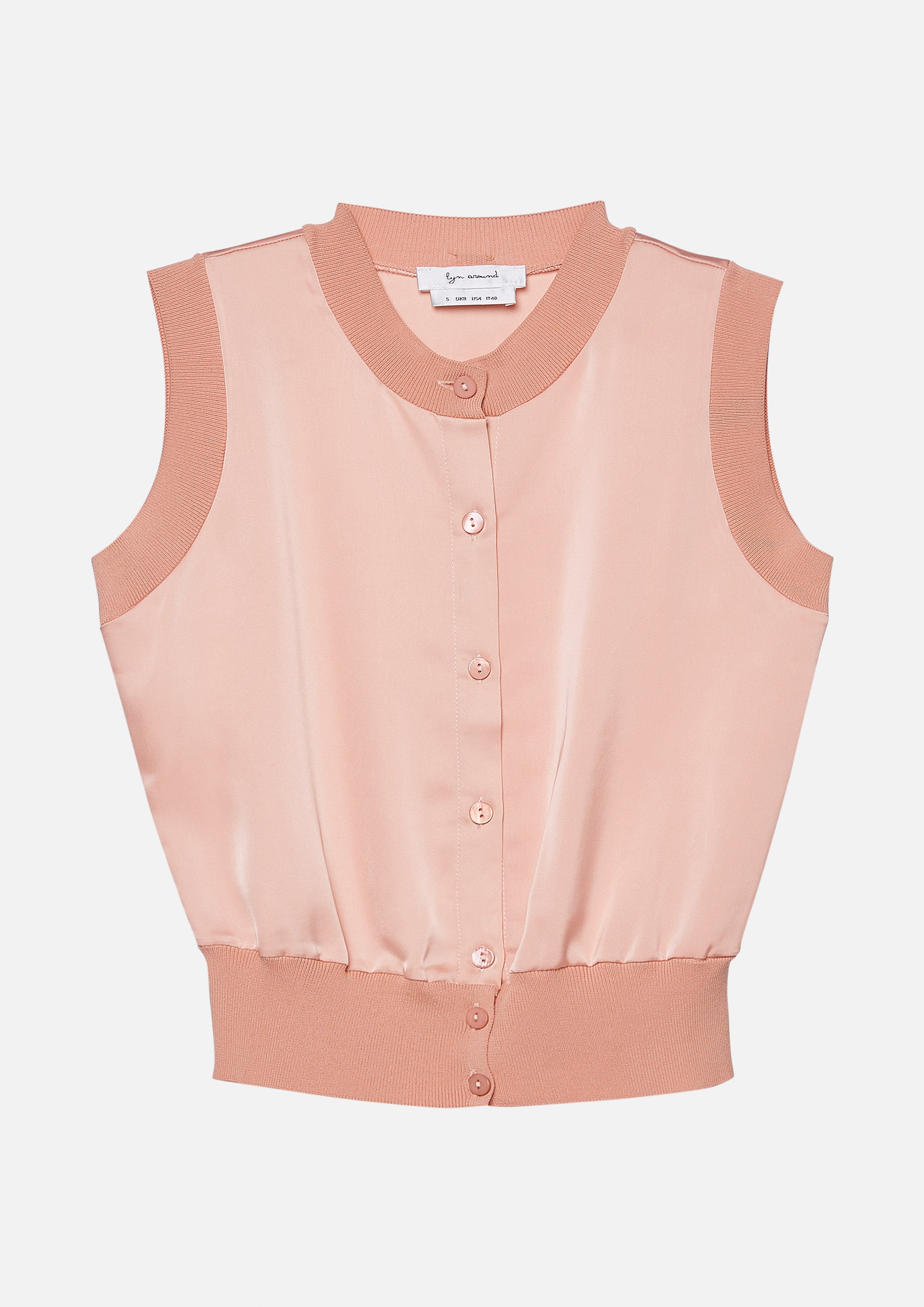 เสื้อครอปซาตินขอบเสื้อผ้าริบ คอลเลกชัน Rodeo Rose