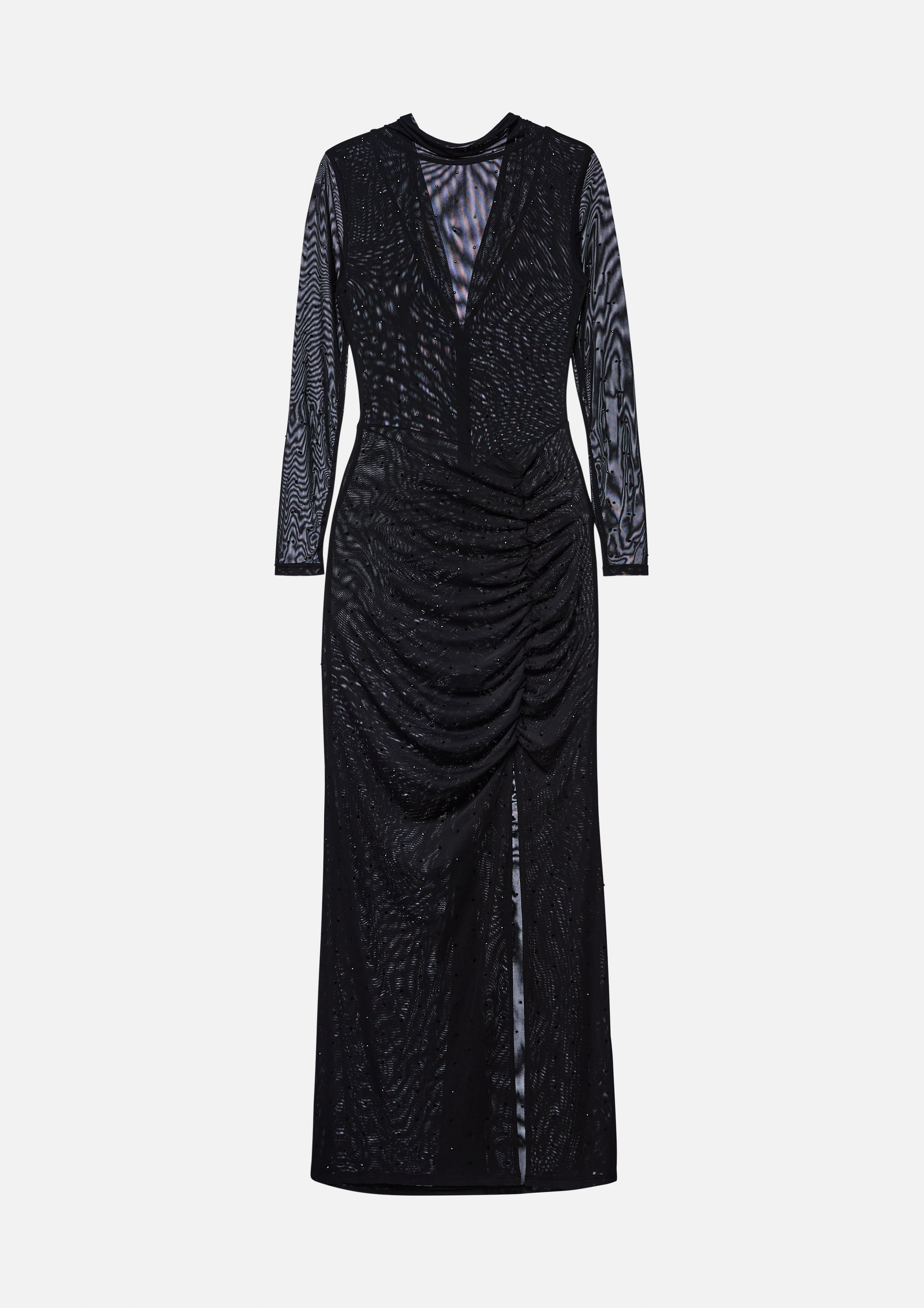 เดรสยาวผ้าเชียร์กระโปรงผ่าข้าง คอลเลกชัน Texture Club