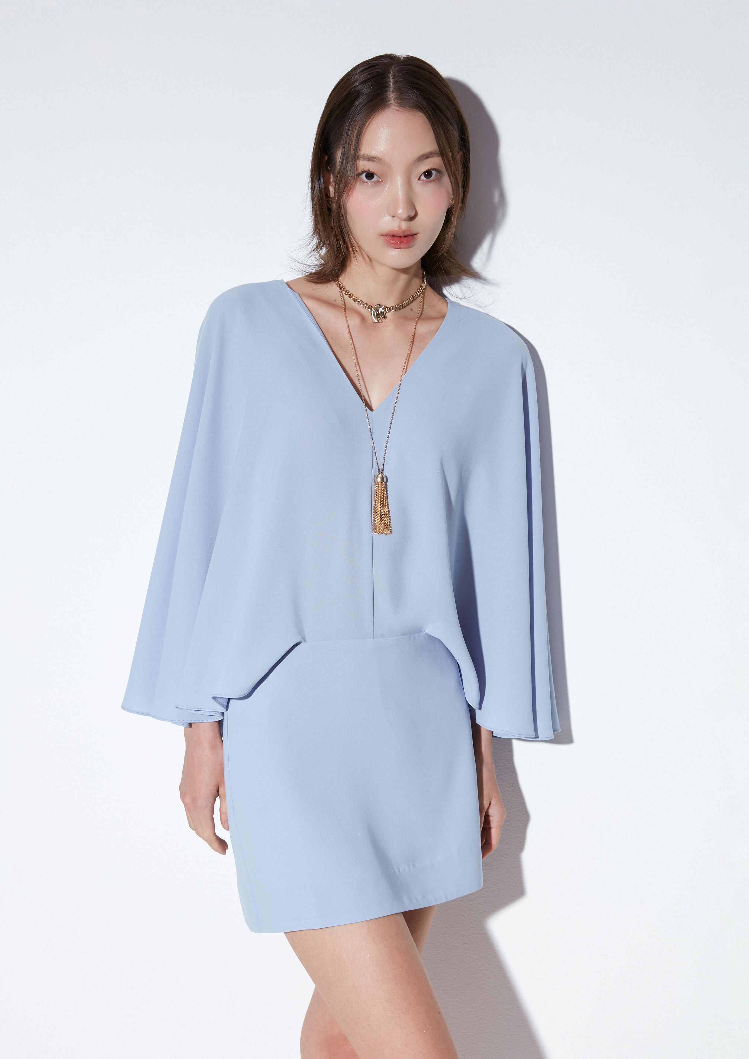 เดรสสั้นแขนเสื้อค้างคาว คอลเลกชัน Texture Club