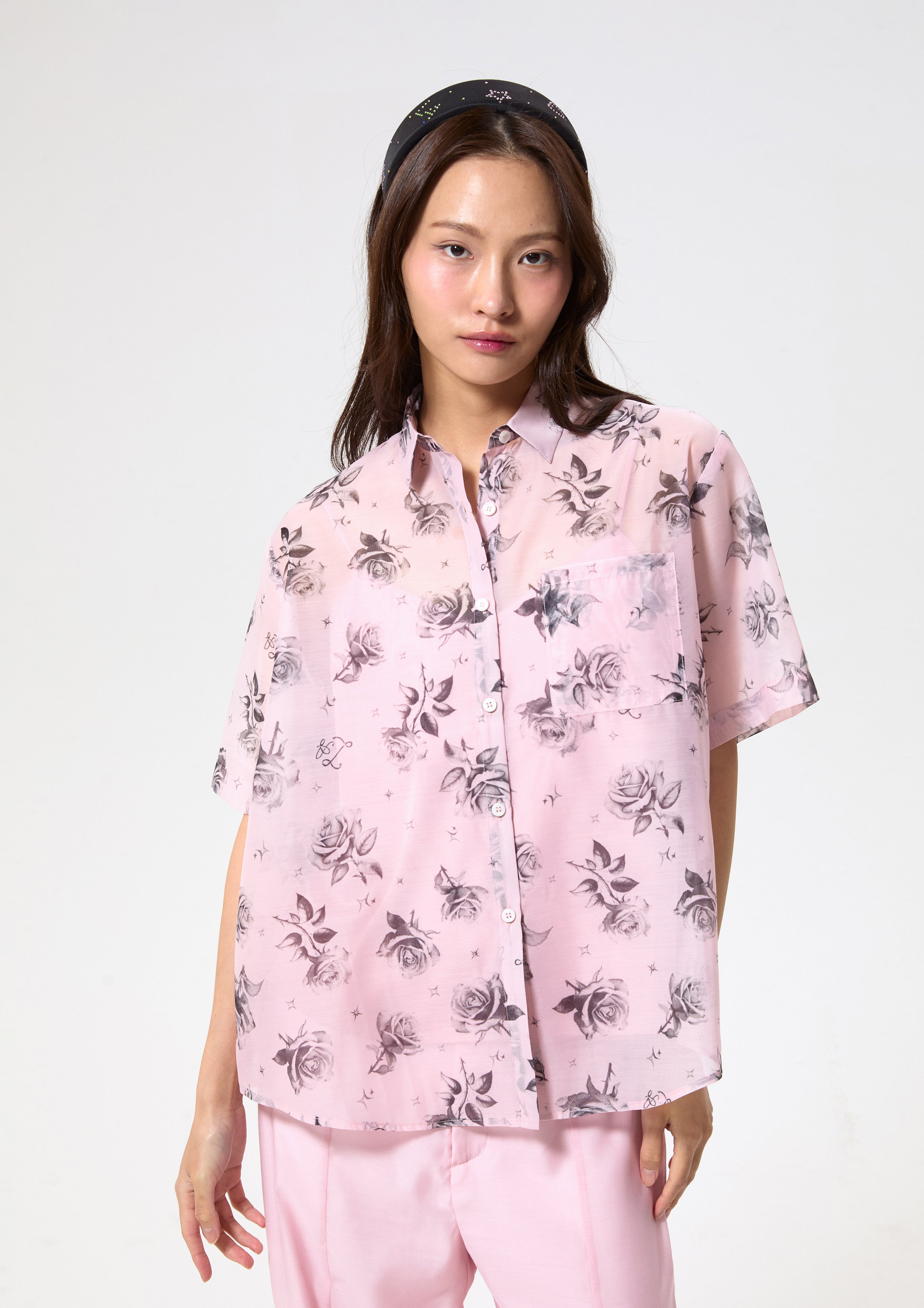 Rose Sheer Shirt With Cami Top Rodeo Rose