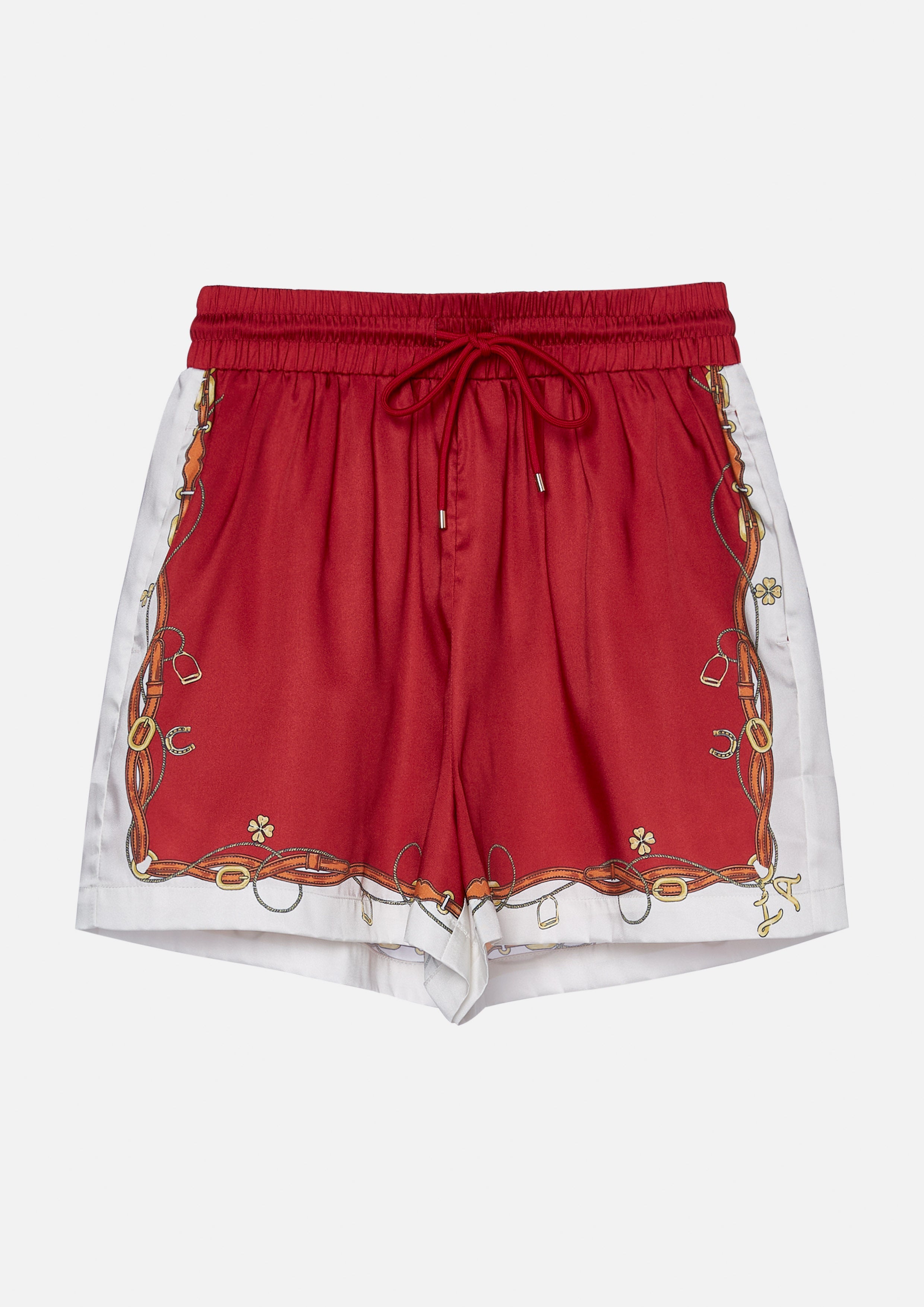 Print Satin Shorts Rouge Luck