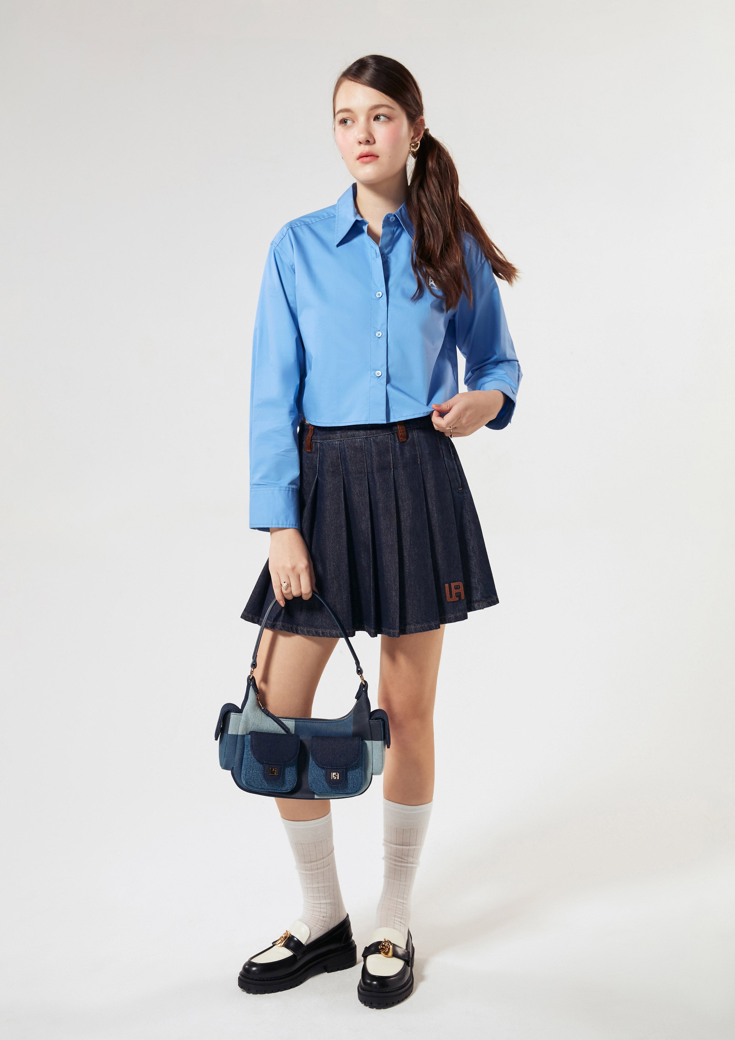 Logo Long Sleeve Crop Shirt Signature