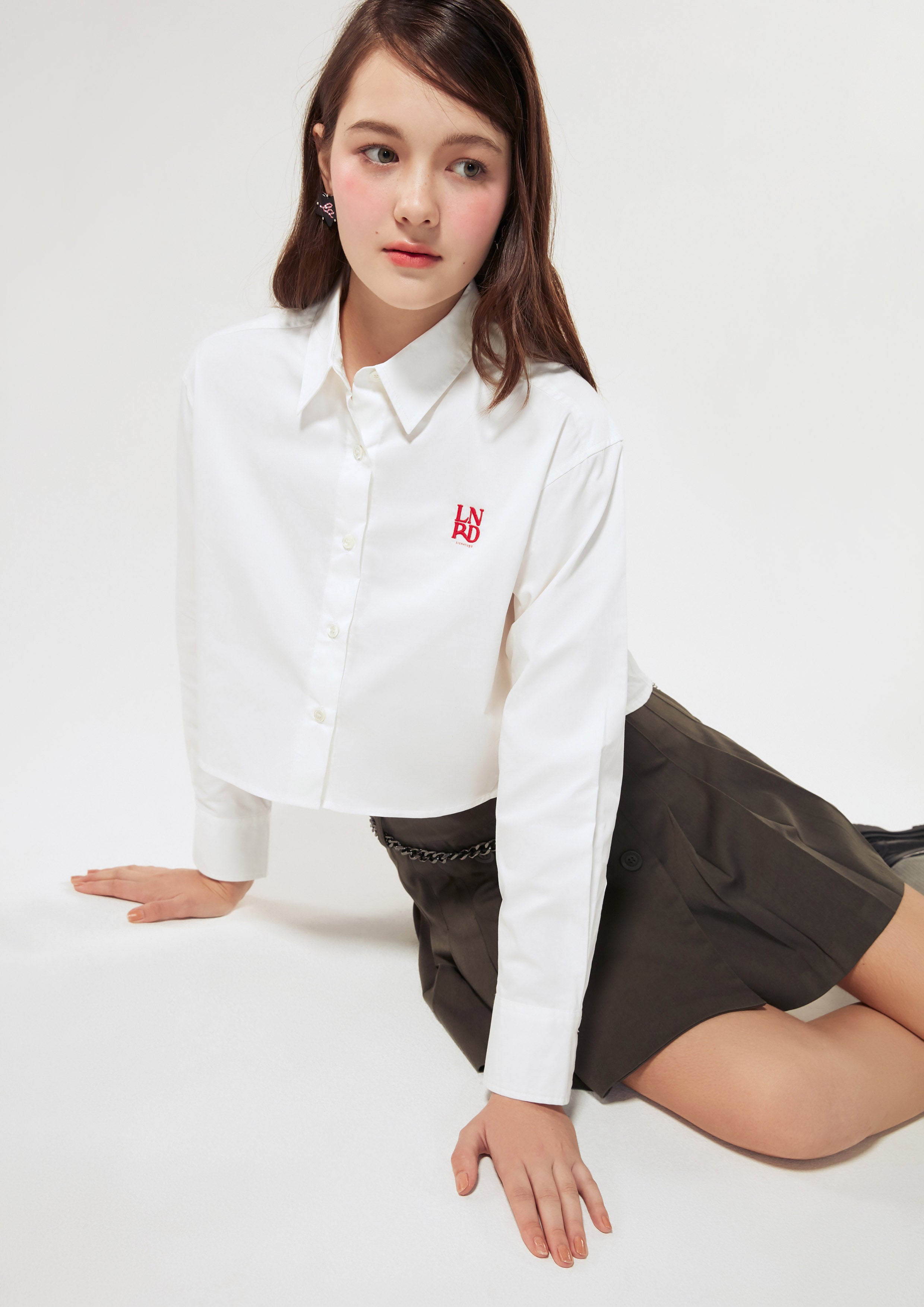 Logo Long Sleeve Crop Shirt Signature