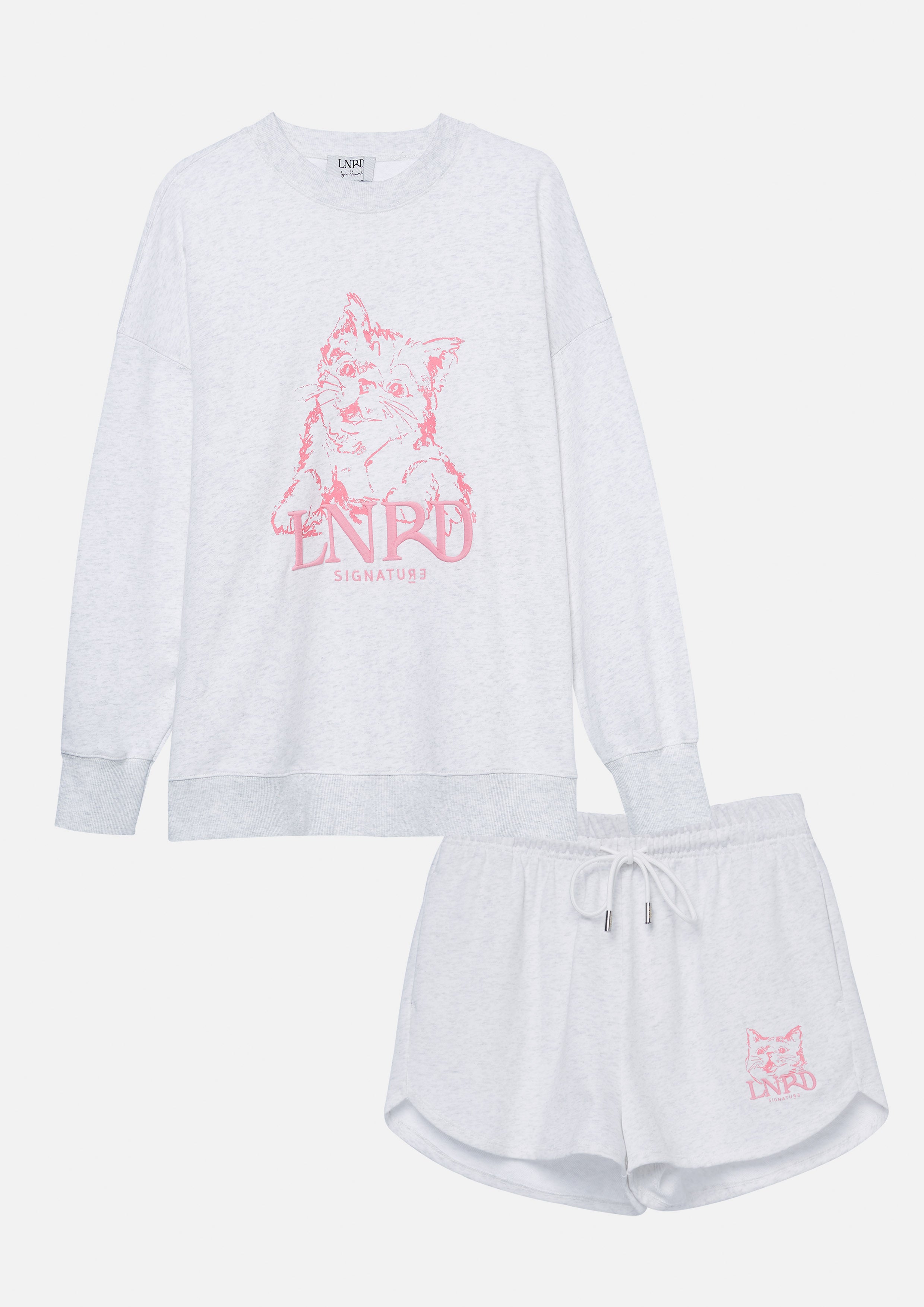 Cat Print With Logo Embroidery Pullover Signature