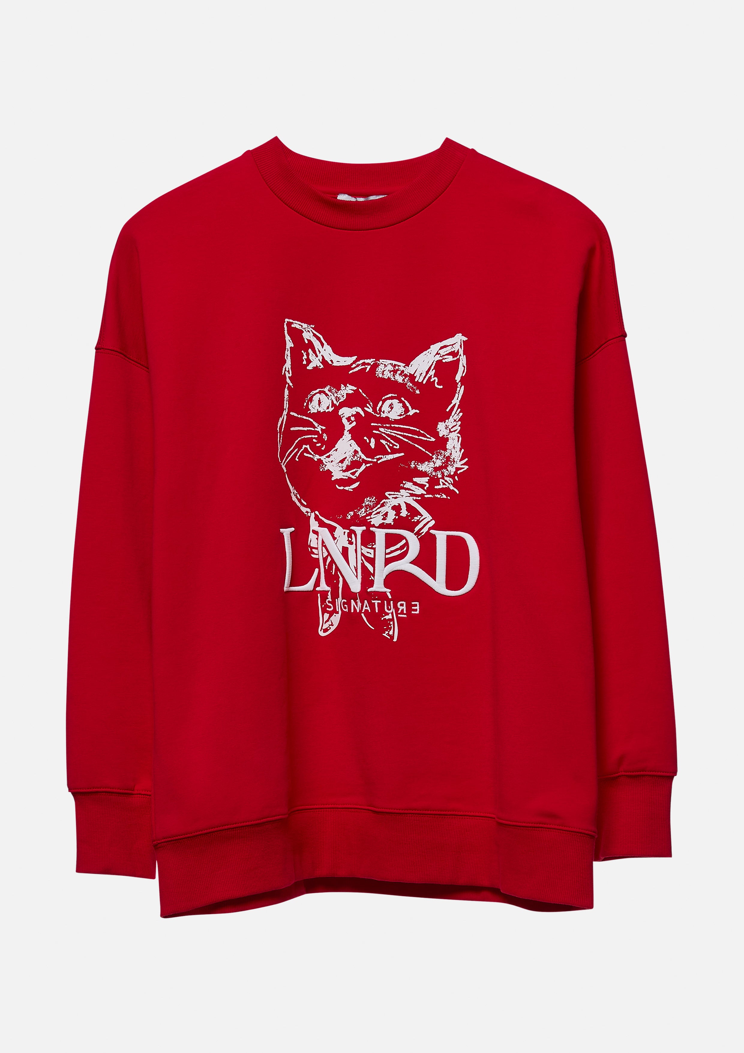 Cat Print With Logo Embroidery Pullover Signature