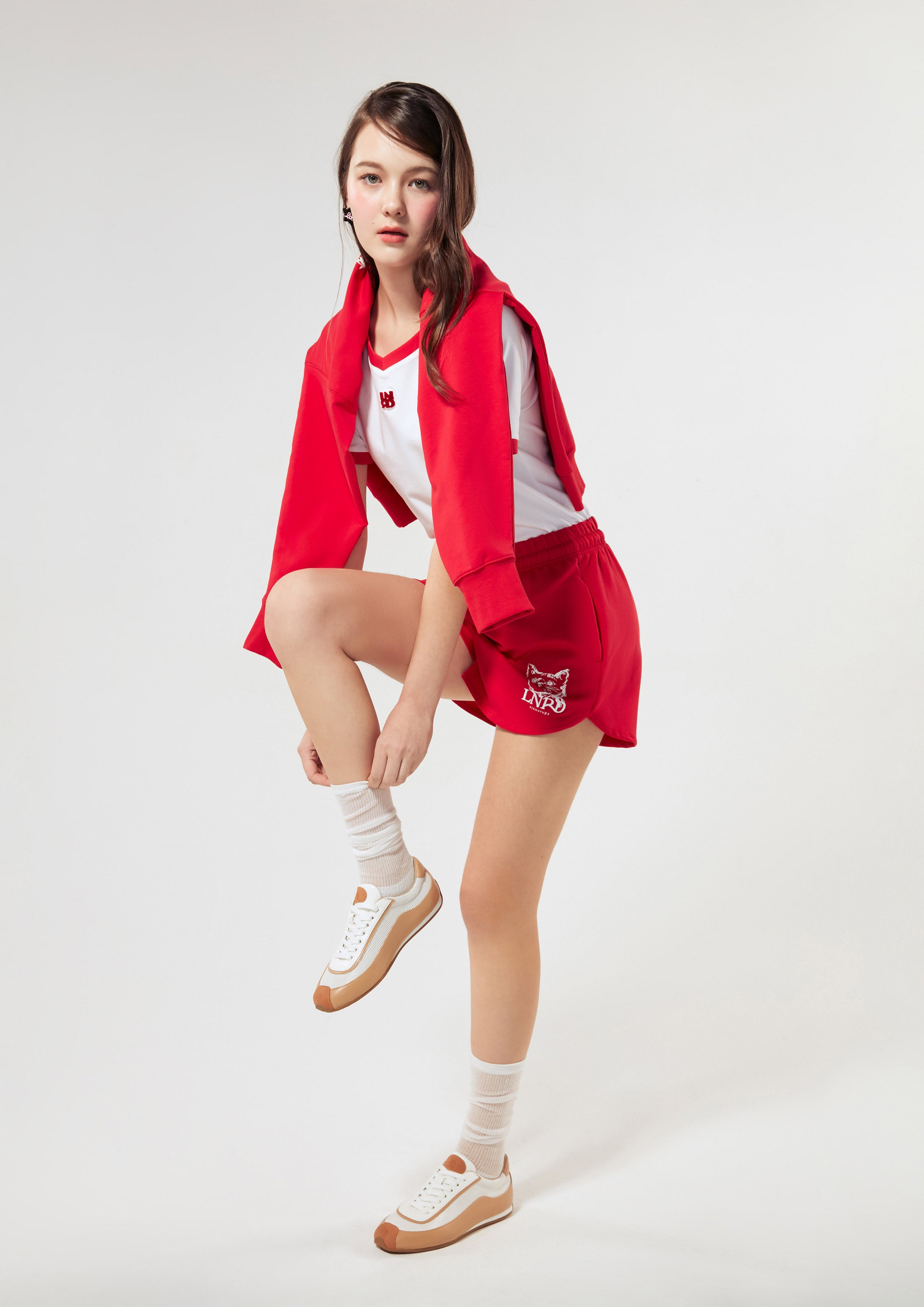 Cat Print With Logo Embroidery Shorts Signature