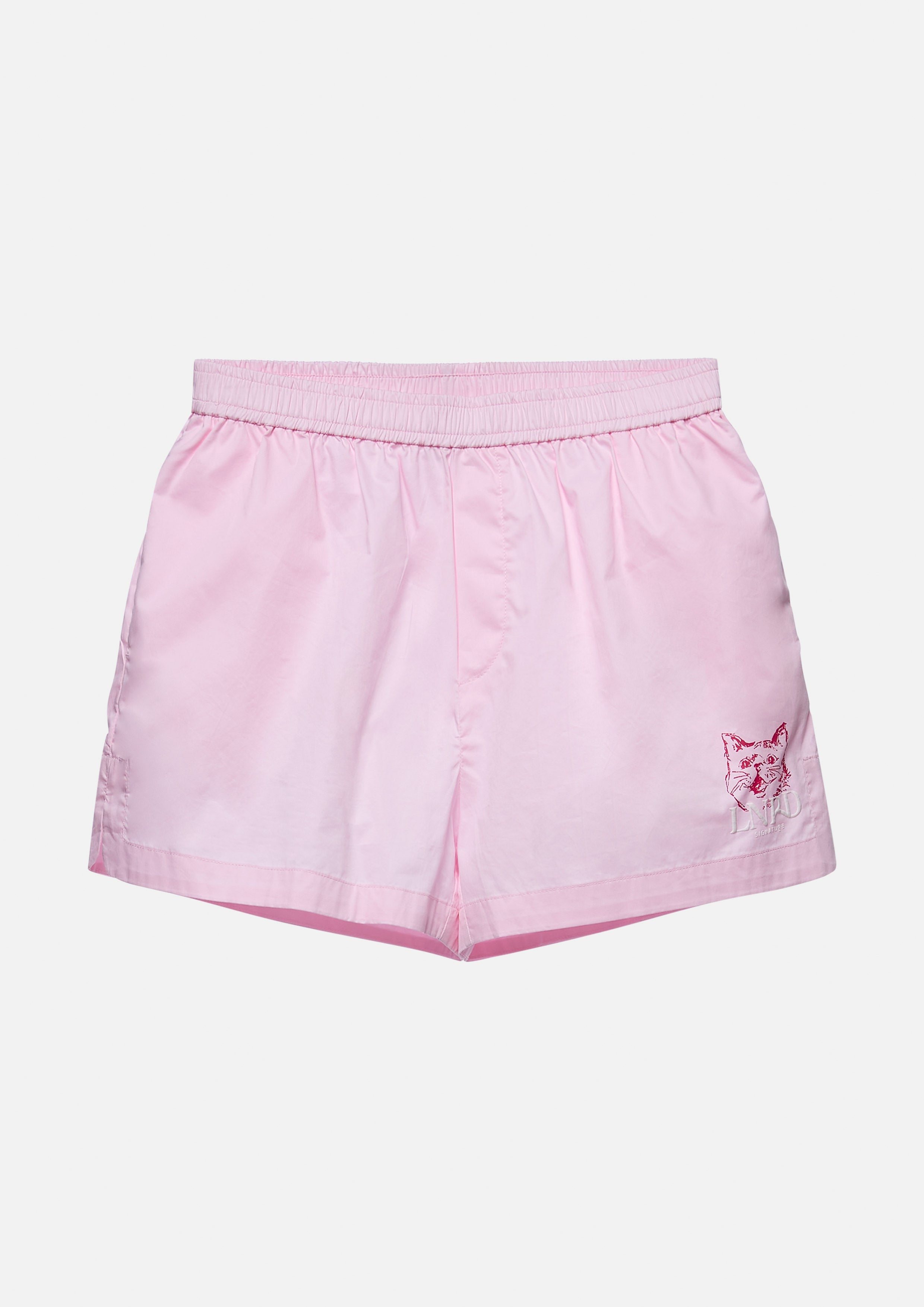 Cat Print With Logo Embroidery Nylon Shorts Signature