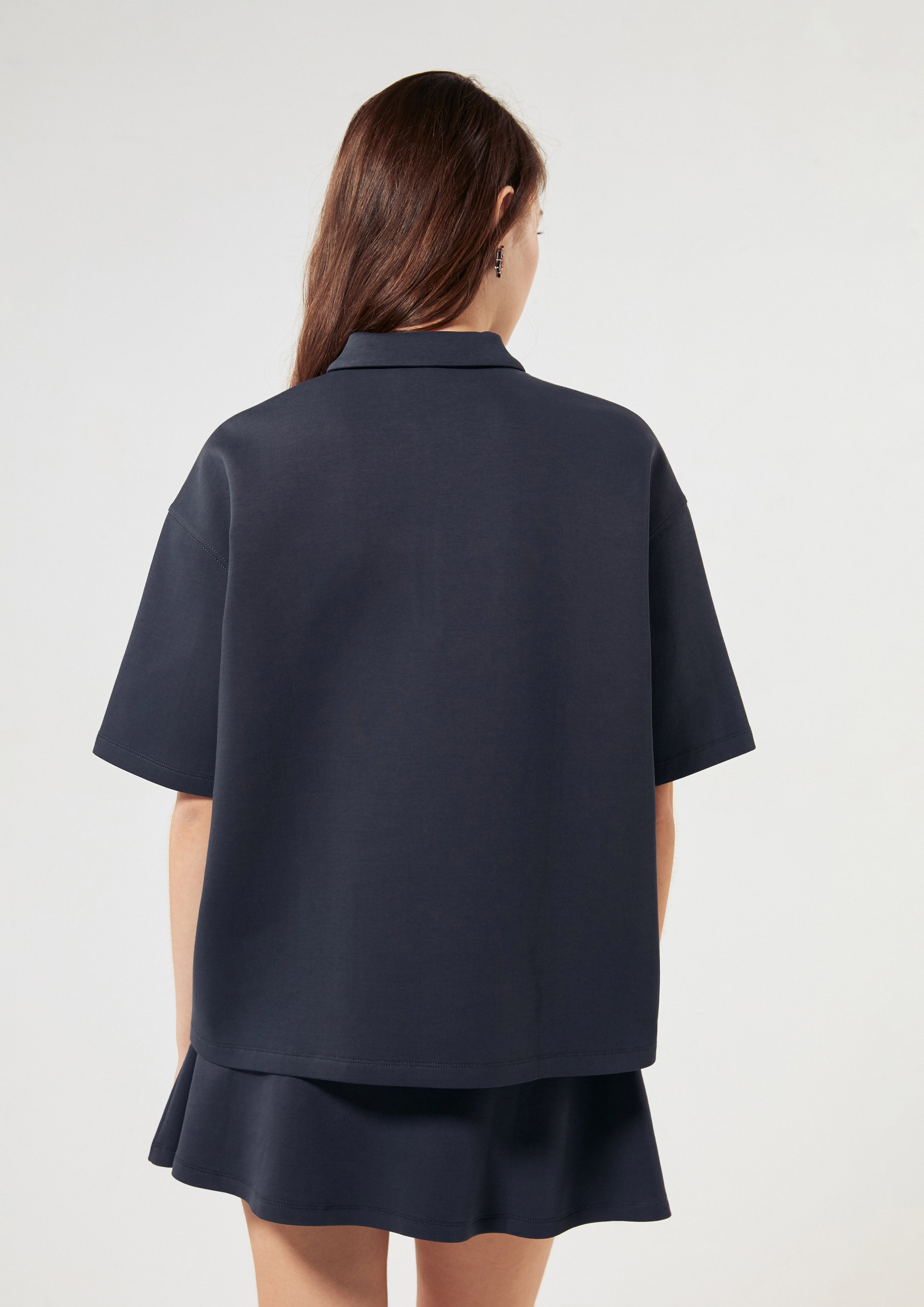 Logo Zip Up Short Sleeve Top Signature