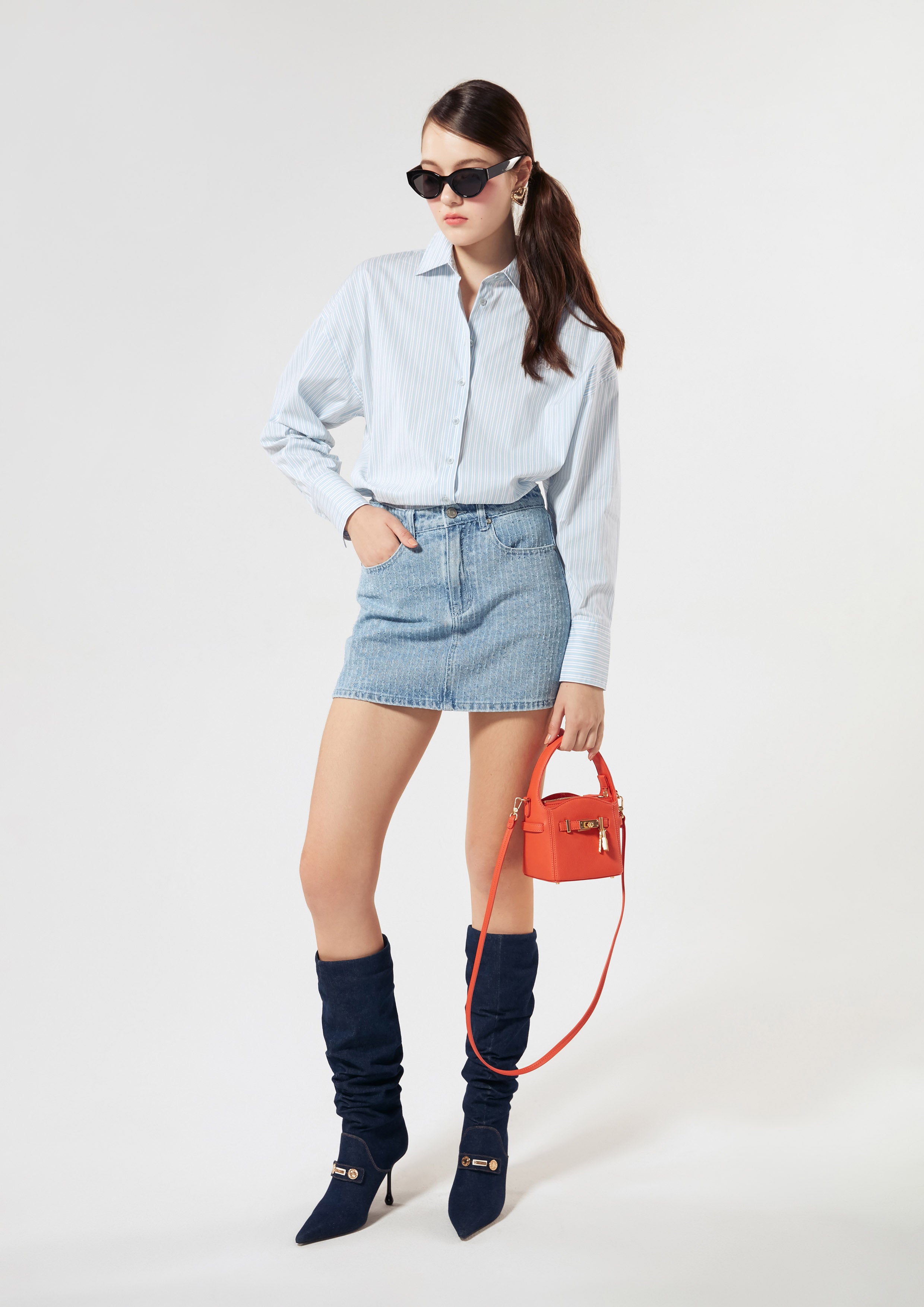 Logo Stripe Long Sleeve Shirt Signature