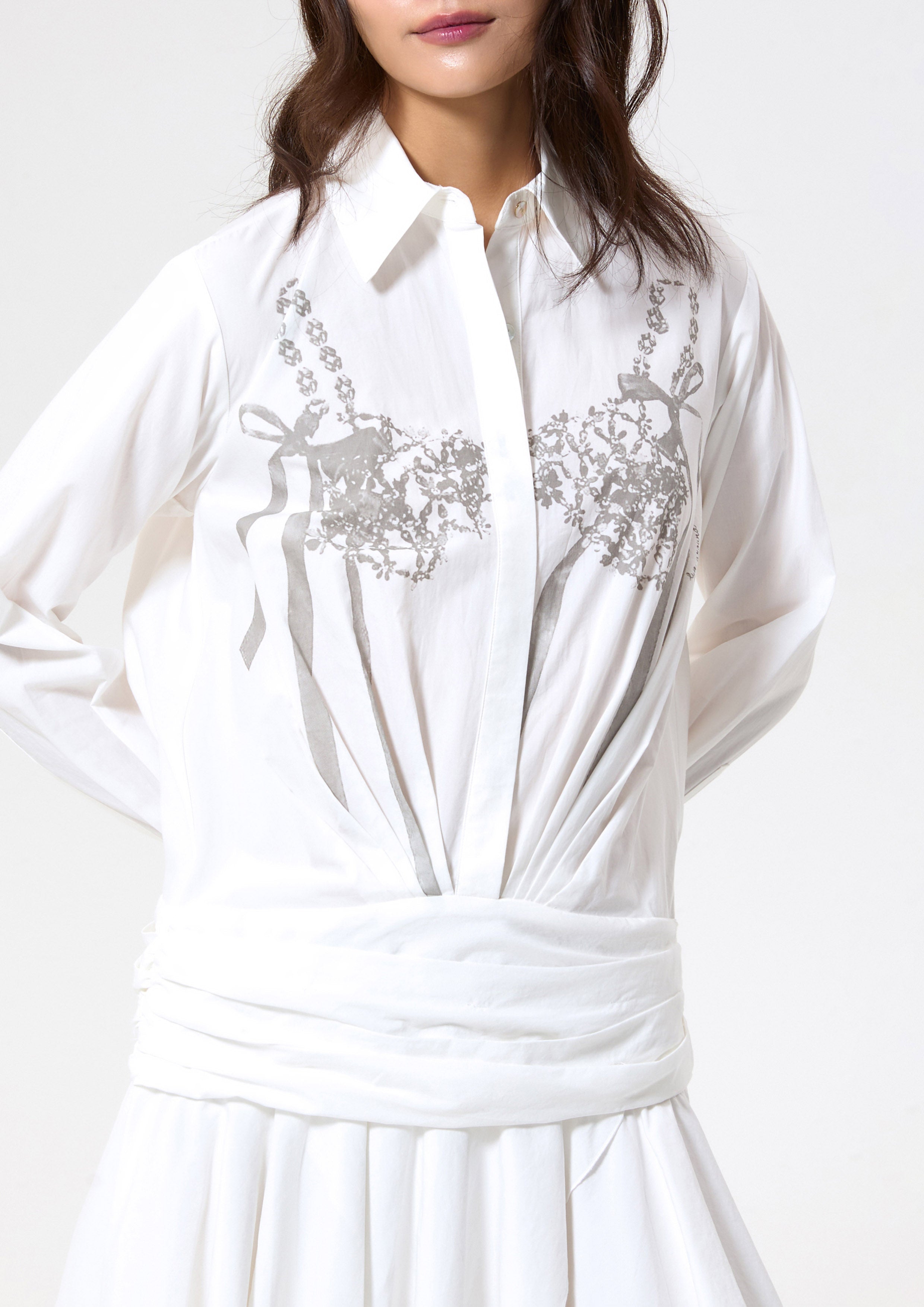 เดรสสั้นแขนยาวพิมพ์ลาย คอลเลกชัน Working on Board