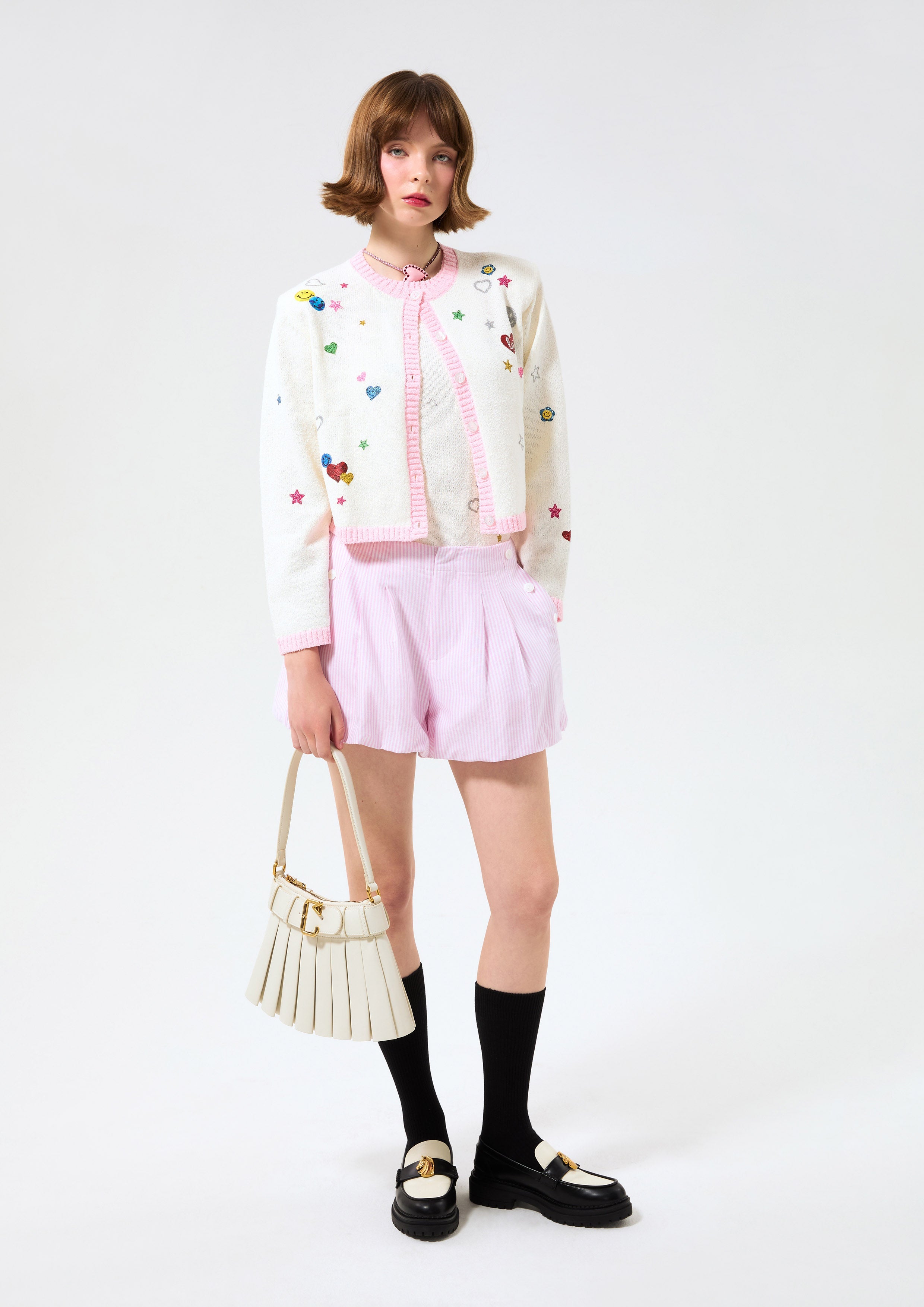 กางเกงขาสั้นทรงพองลายทาง คอลเลกชัน Cruise to the Full Bloom